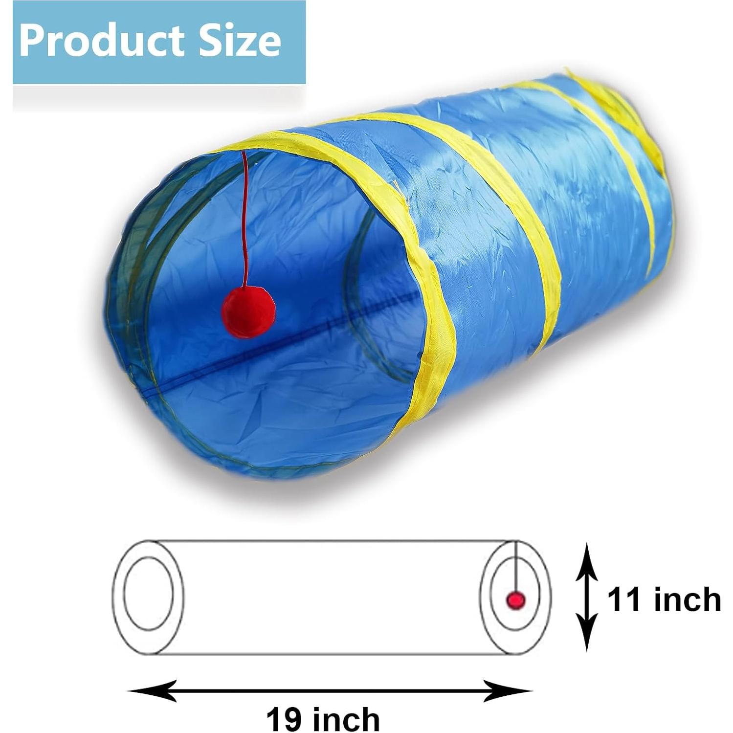 Túnel de Gato Interactivo Deofun 2 Vías Plegable Azul Amarillo