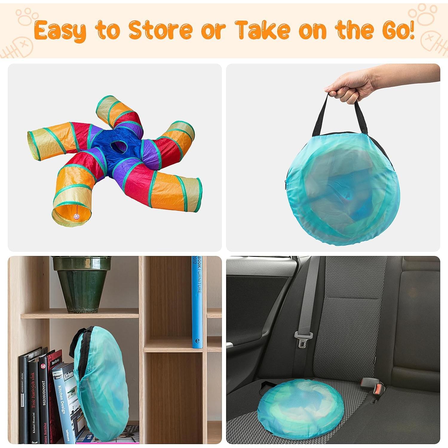 Túnel para Gatos Depets 5 Vías Plegable 60 cm con Pelota