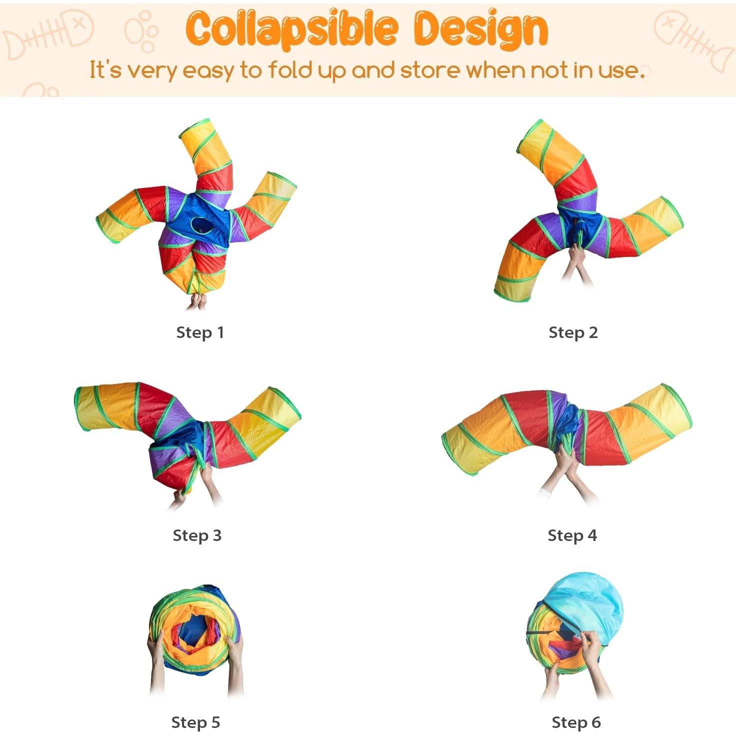 Túnel para Gatos Depets 5 Vías Plegable 60 cm con Pelota