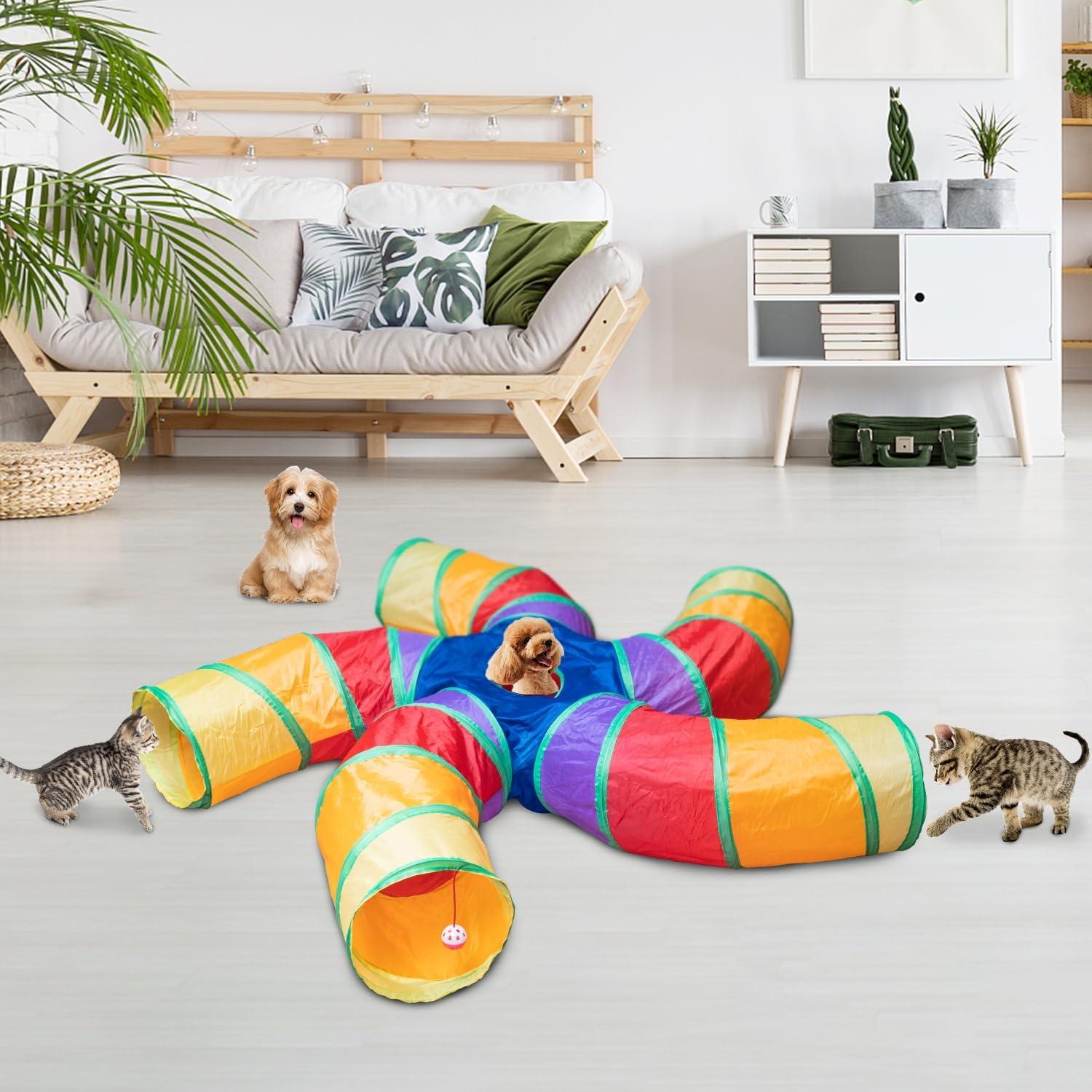 Túnel para Gatos Depets 5 Vías Plegable 60 cm con Pelota