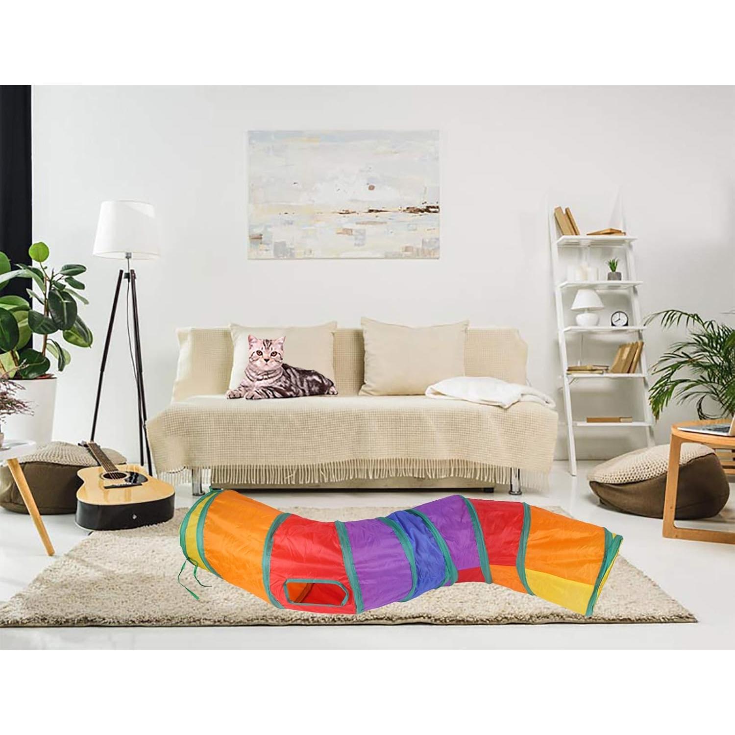 Túnel Interactivo para Gatos iCAGY 119 cm Forma S Arcoíris