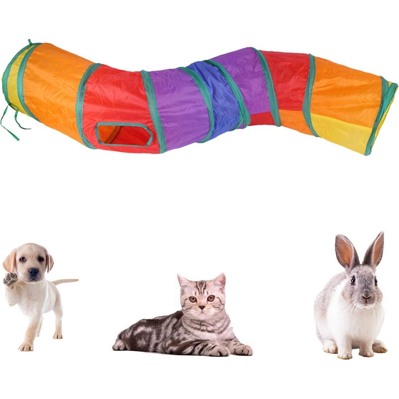 Túnel Interactivo para Gatos iCAGY 119 cm Forma S Arcoíris