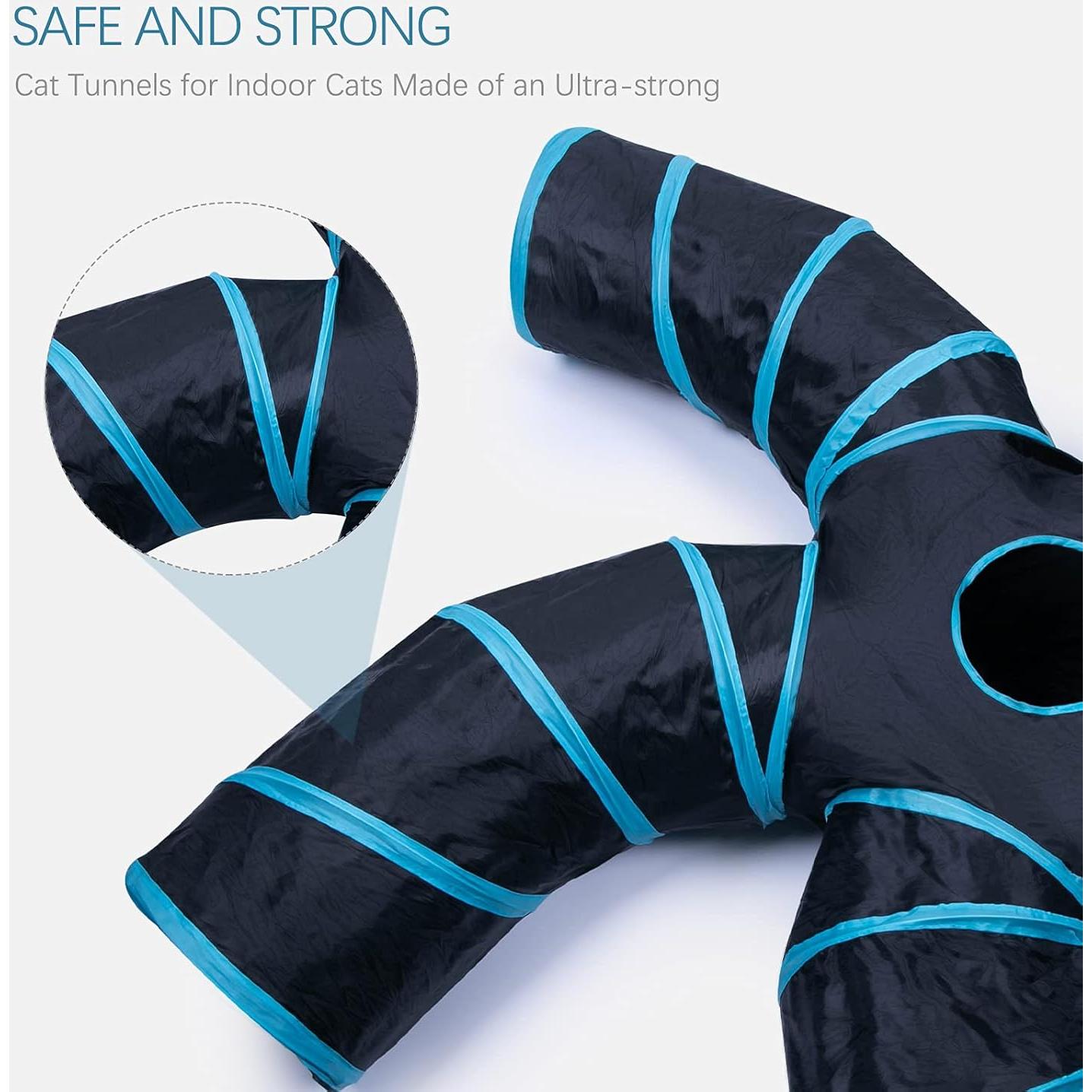 Túnel Interactivo para Gatos EGETOTA Grande 120cm Azul y Negro