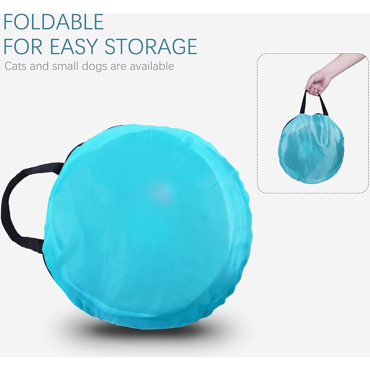 Túnel Interactivo para Gatos EGETOTA Grande 120cm Azul y Negro