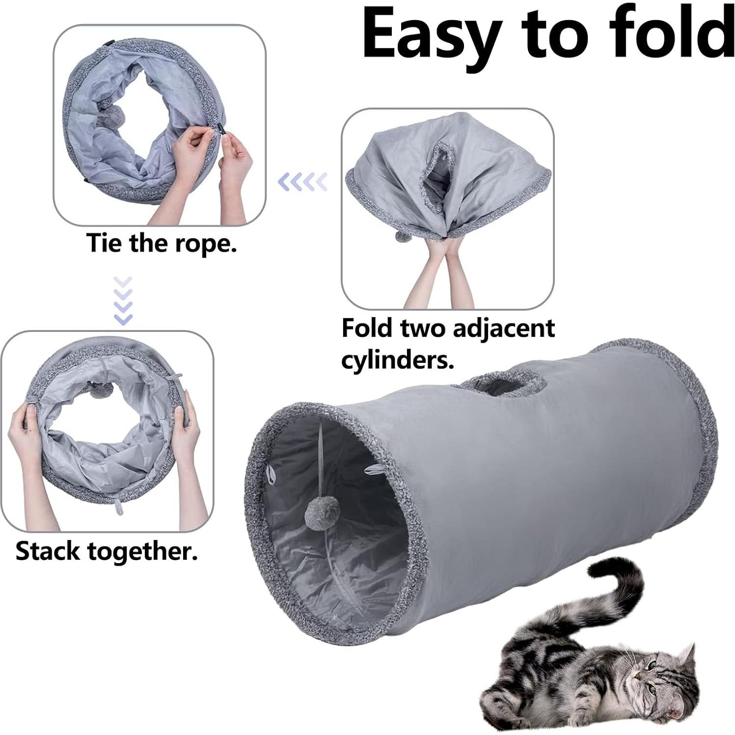 Túnel para Gatos TiLanmiy Plegable Suede 80cm con Pelota