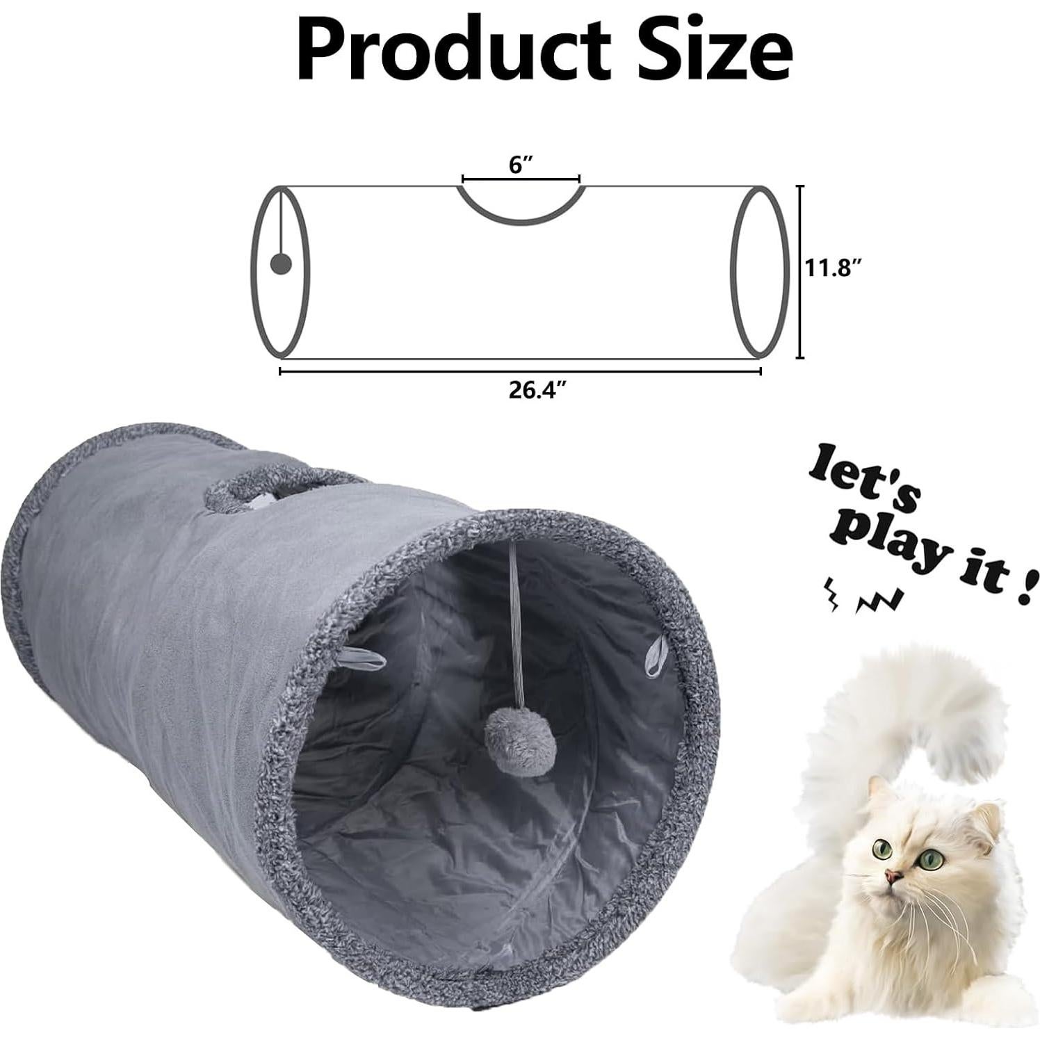 Túnel para Gatos TiLanmiy Plegable Suede 80cm con Pelota