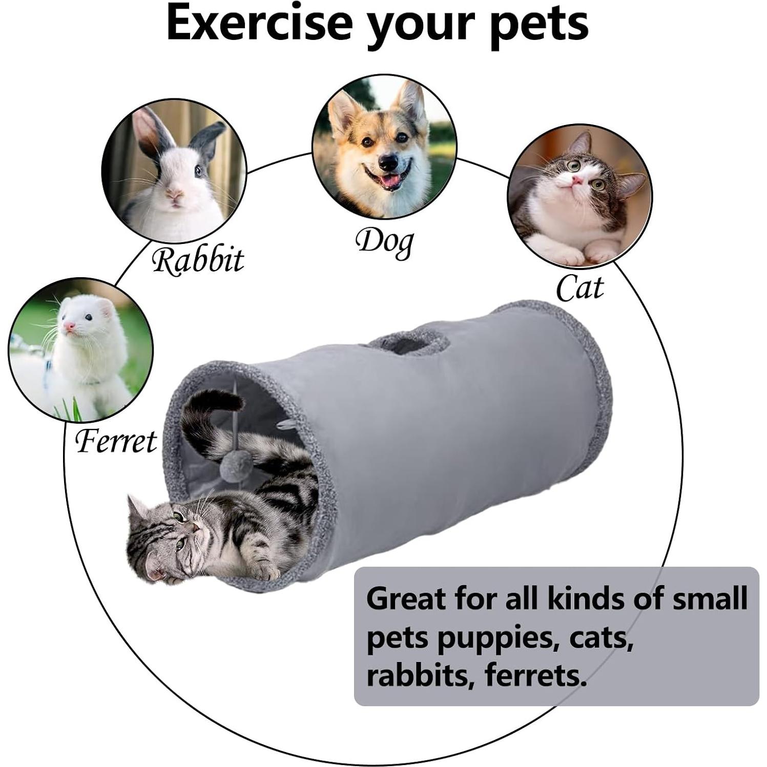 Túnel para Gatos TiLanmiy Plegable Suede 80cm con Pelota