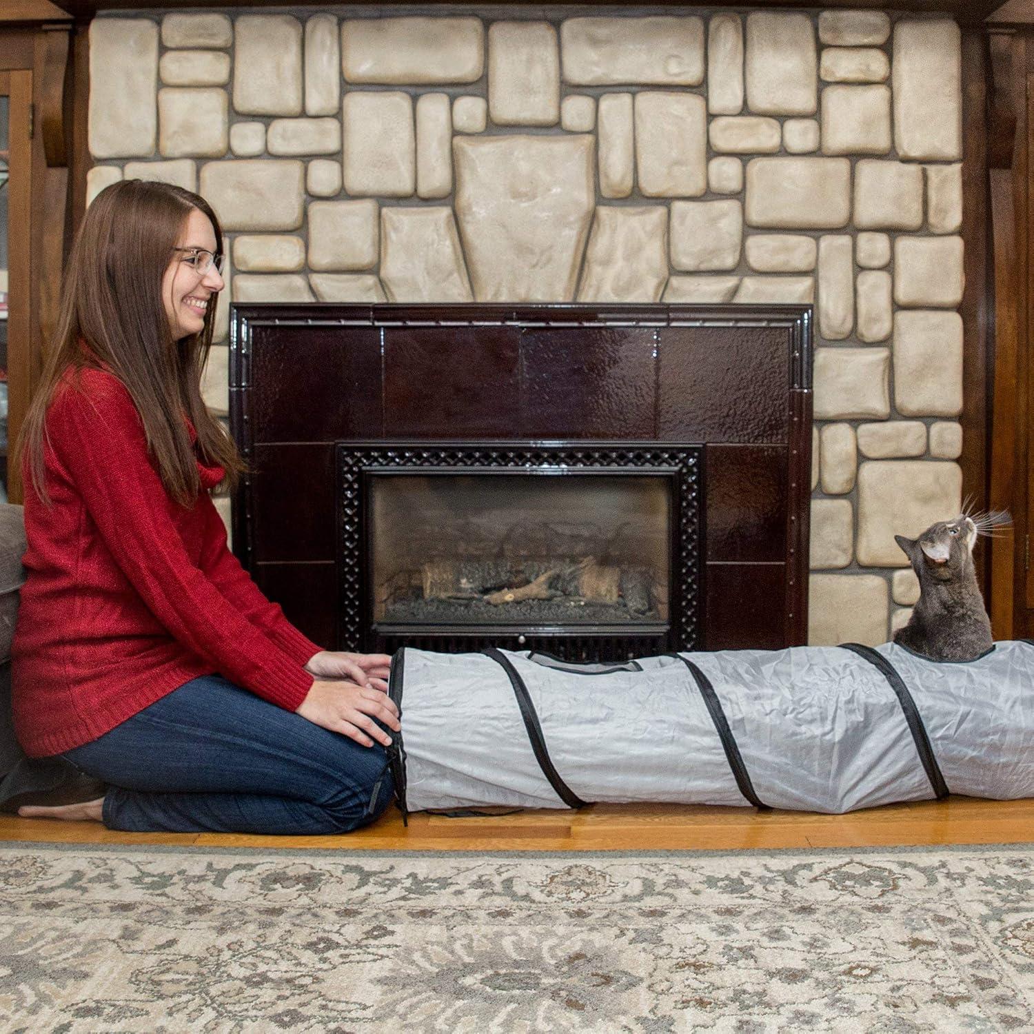 Túnel para Gatos PetLike Plegable Gris 116.8 cm con Pelota