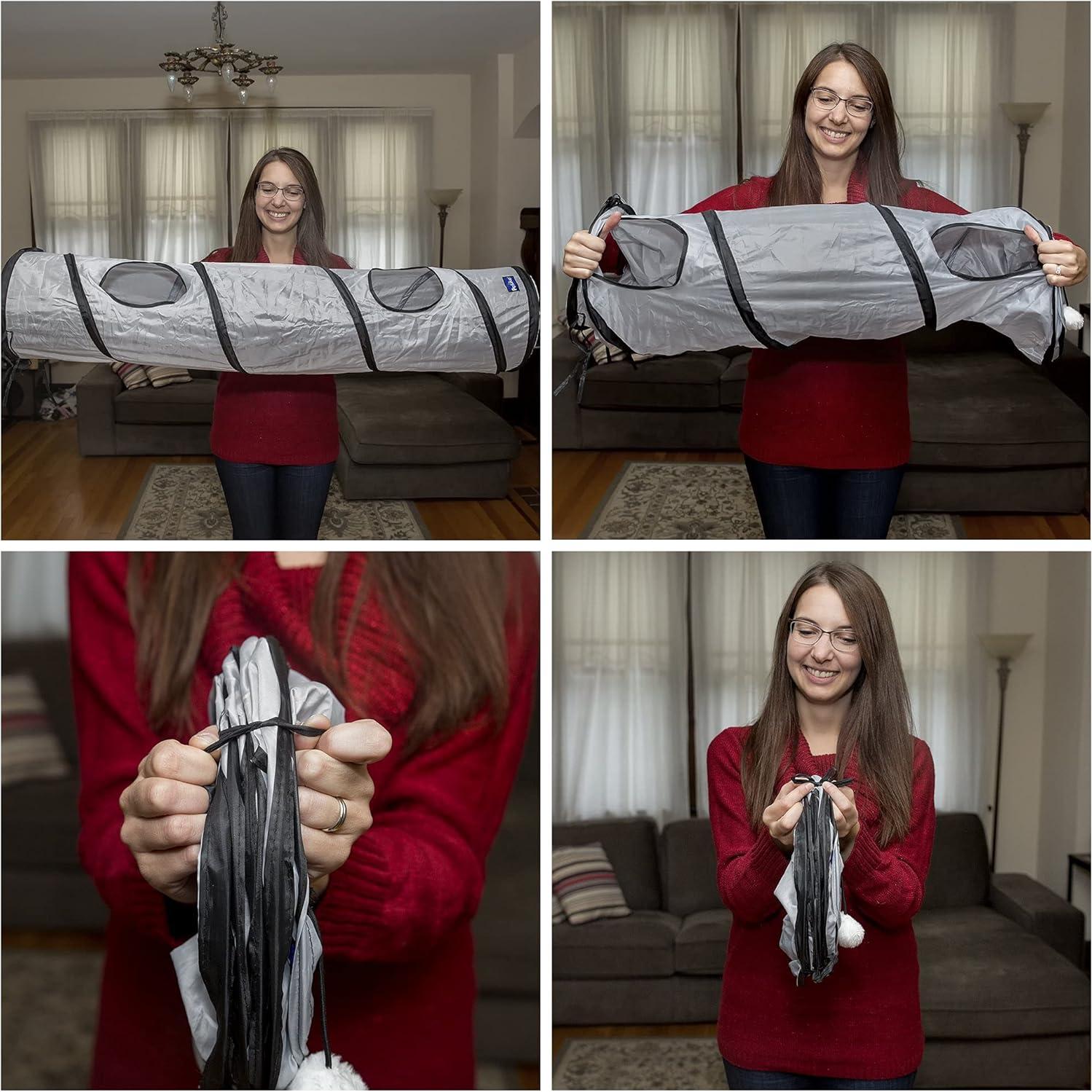 Túnel para Gatos PetLike Plegable Gris 116.8 cm con Pelota