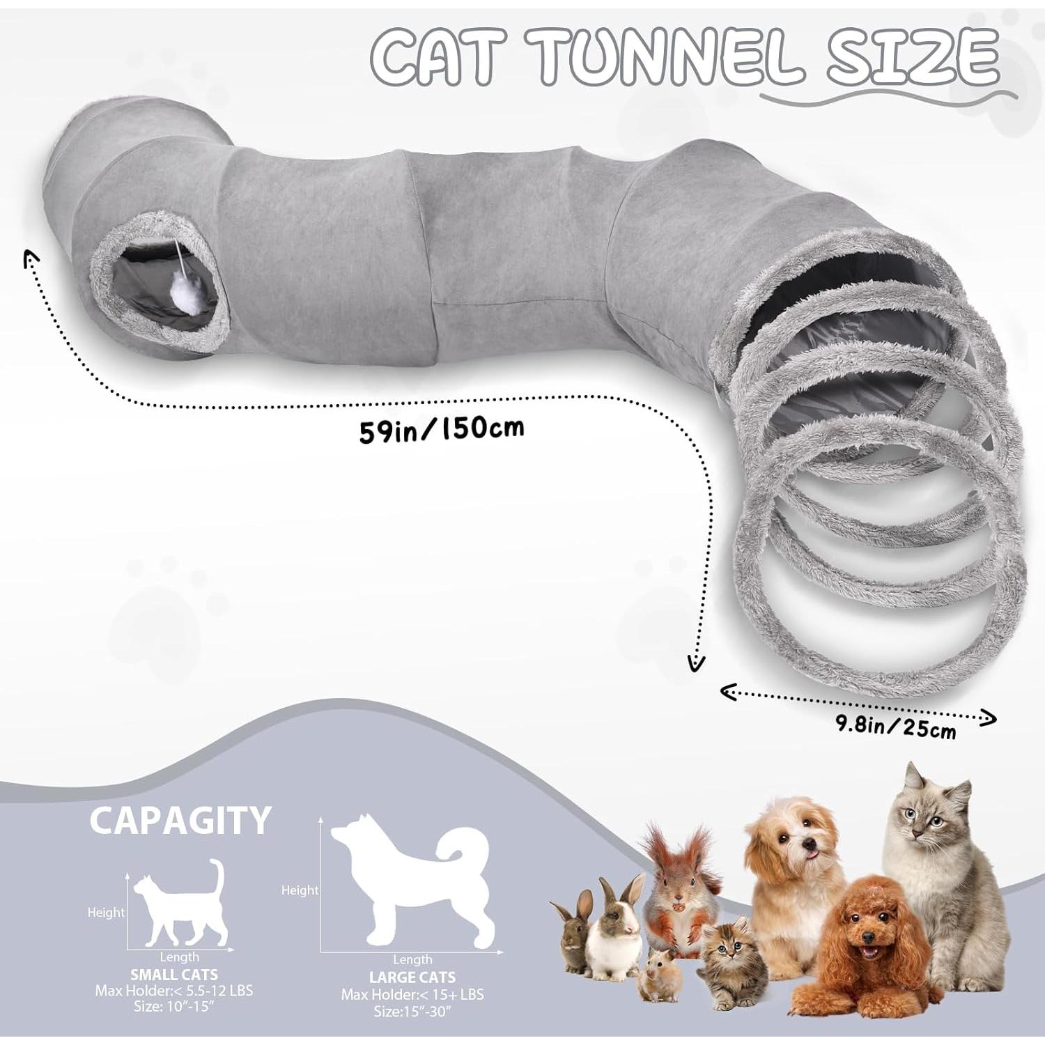 Túnel para Gatos TailTastic S-2 - 149.86x38.1 cm, Plegable