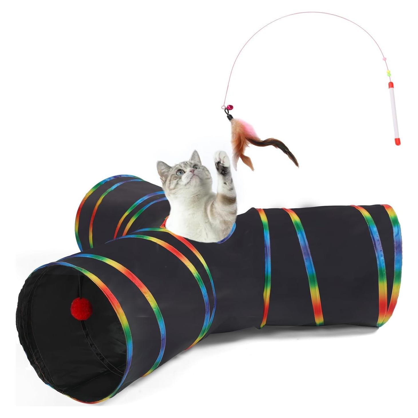 Túnel para Gatos LUCKITTY 90 cm Plegable Impermeable Negro