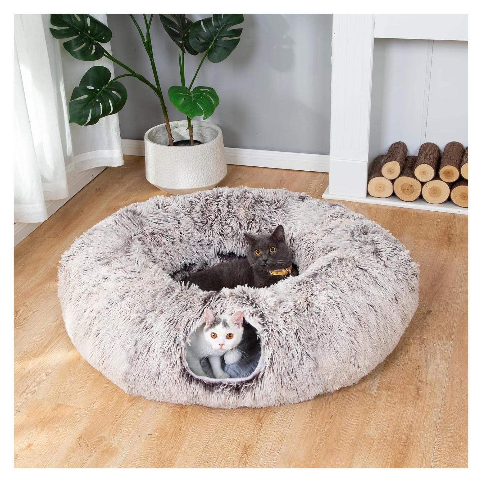 Cama y túnel para gatos y perros LUCKITTY 2.04m felpa suave