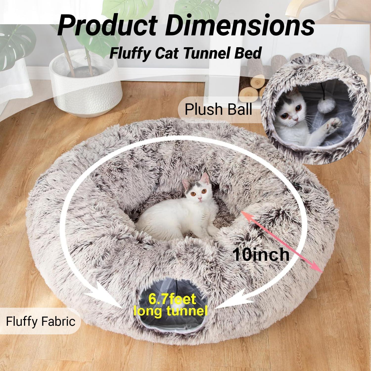 Cama y túnel para gatos y perros LUCKITTY 2.04m felpa suave
