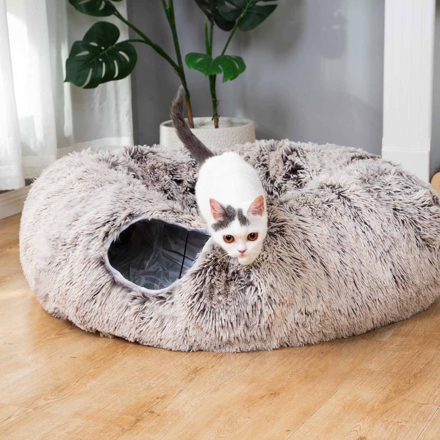 Cama y túnel para gatos y perros LUCKITTY 2.04m felpa suave