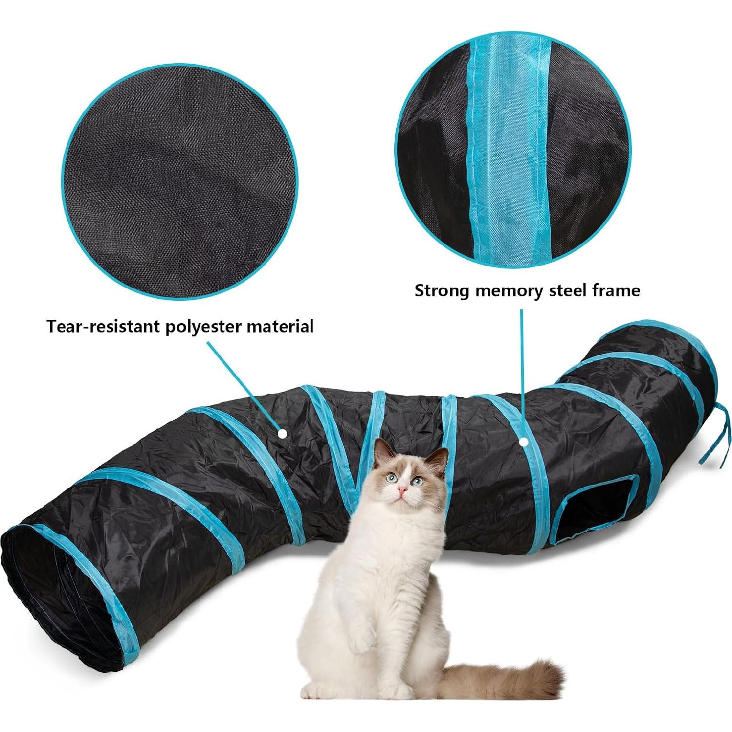 Túnel para Gatos Qinxuepet S-2 Vías Plegable 121.9x24.1cm