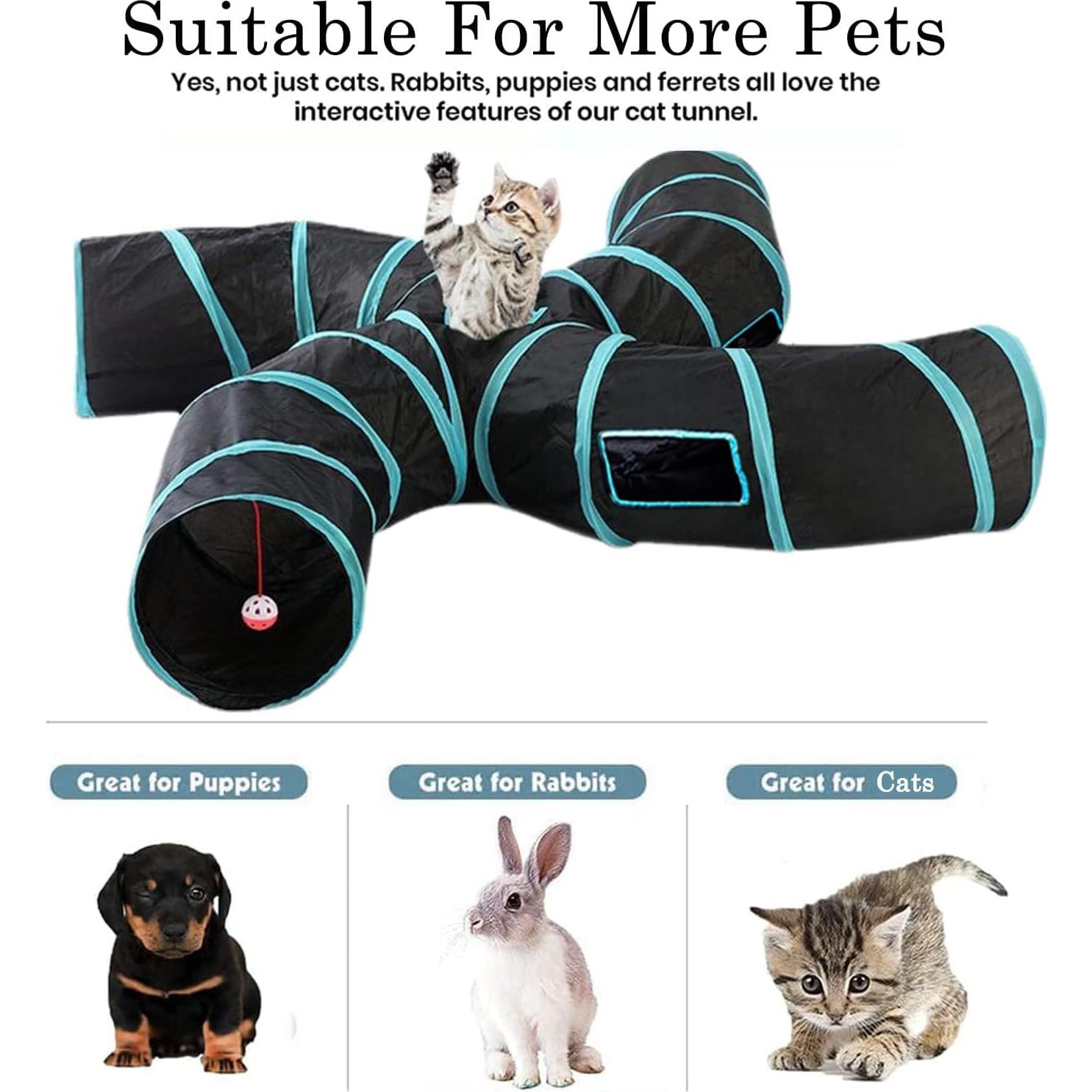 Túnel para Gatos Feesok 4 Vías Colapsable 31.75x30.48cm