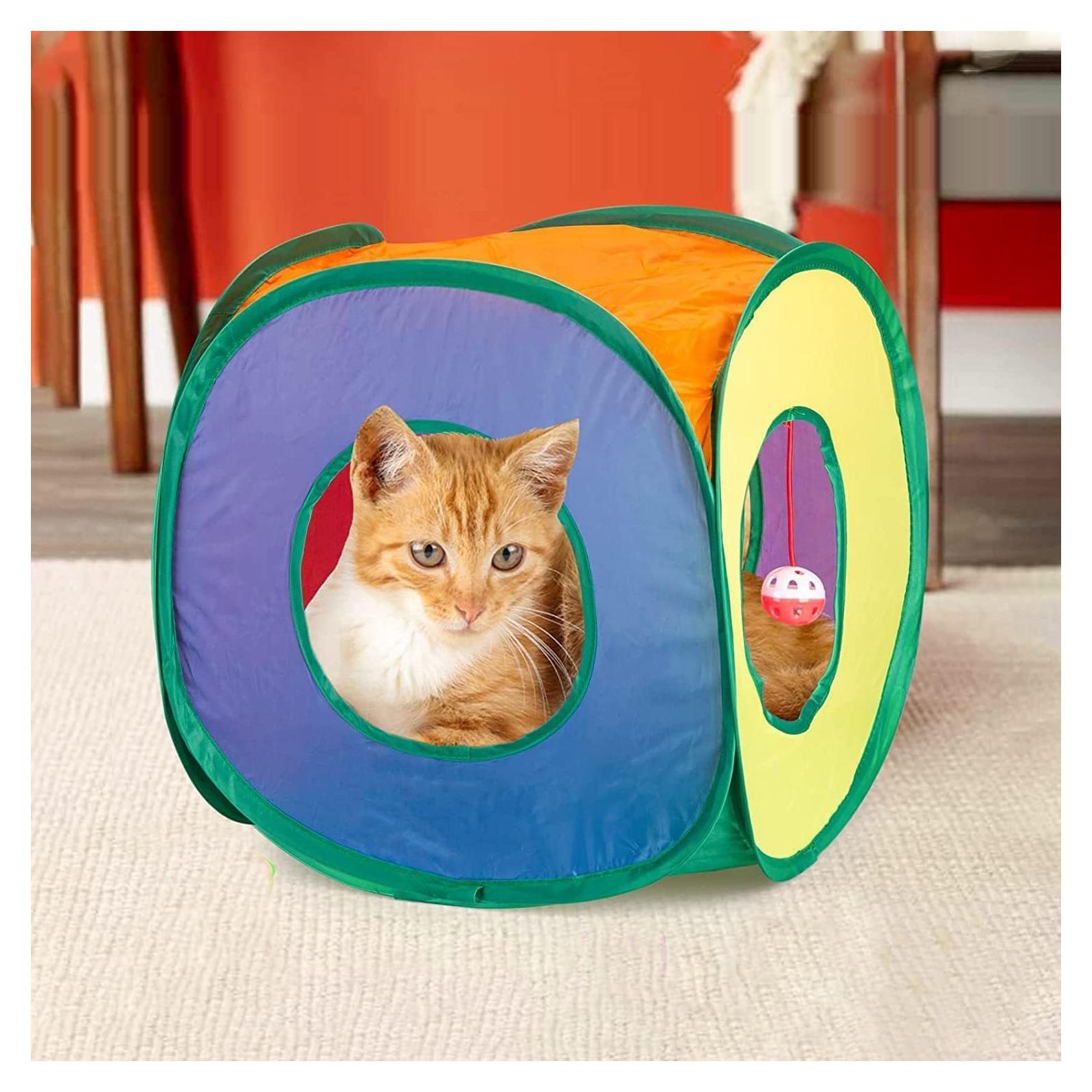 Túnel Interactivo para Gatos HNQTJJS Cubo Arcoíris 4.83cm