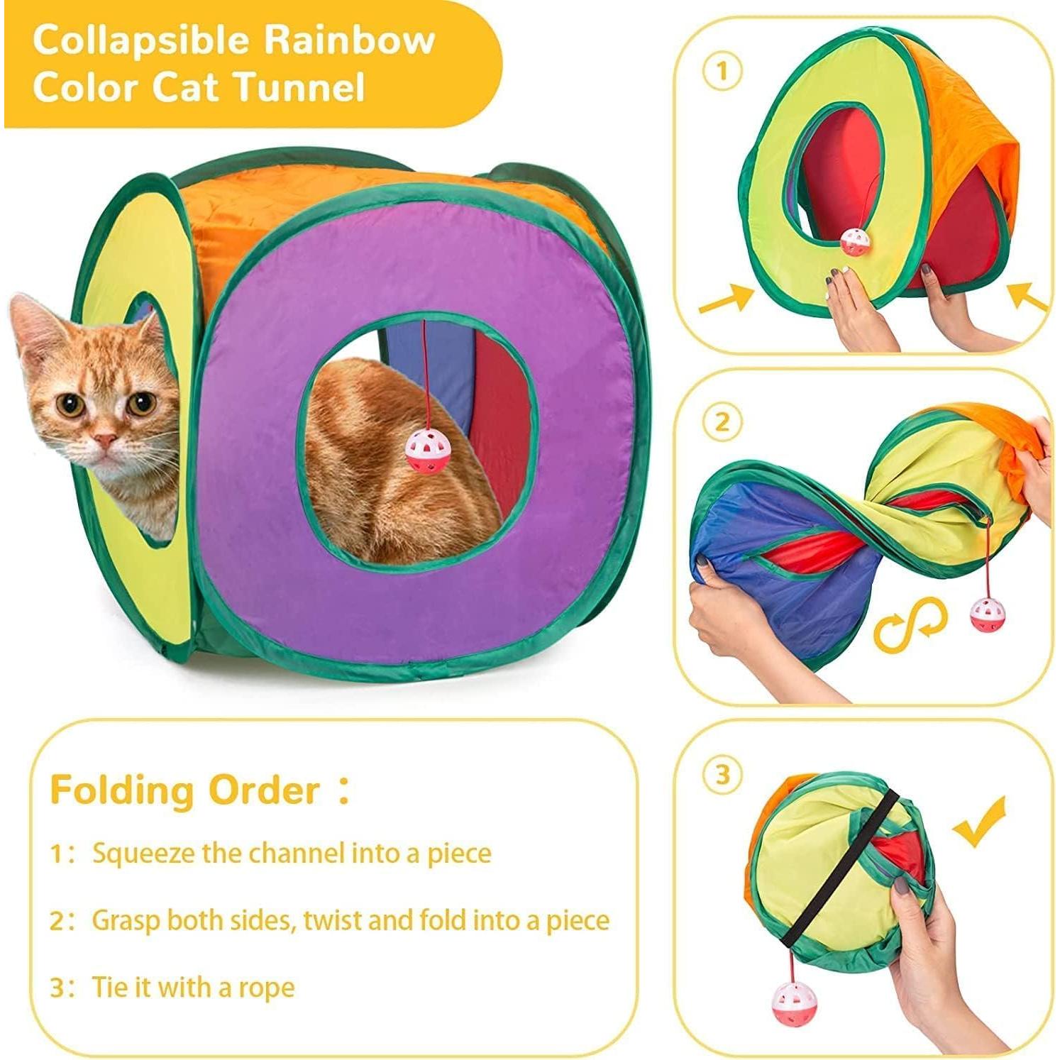 Túnel Interactivo para Gatos HNQTJJS Cubo Arcoíris 4.83cm