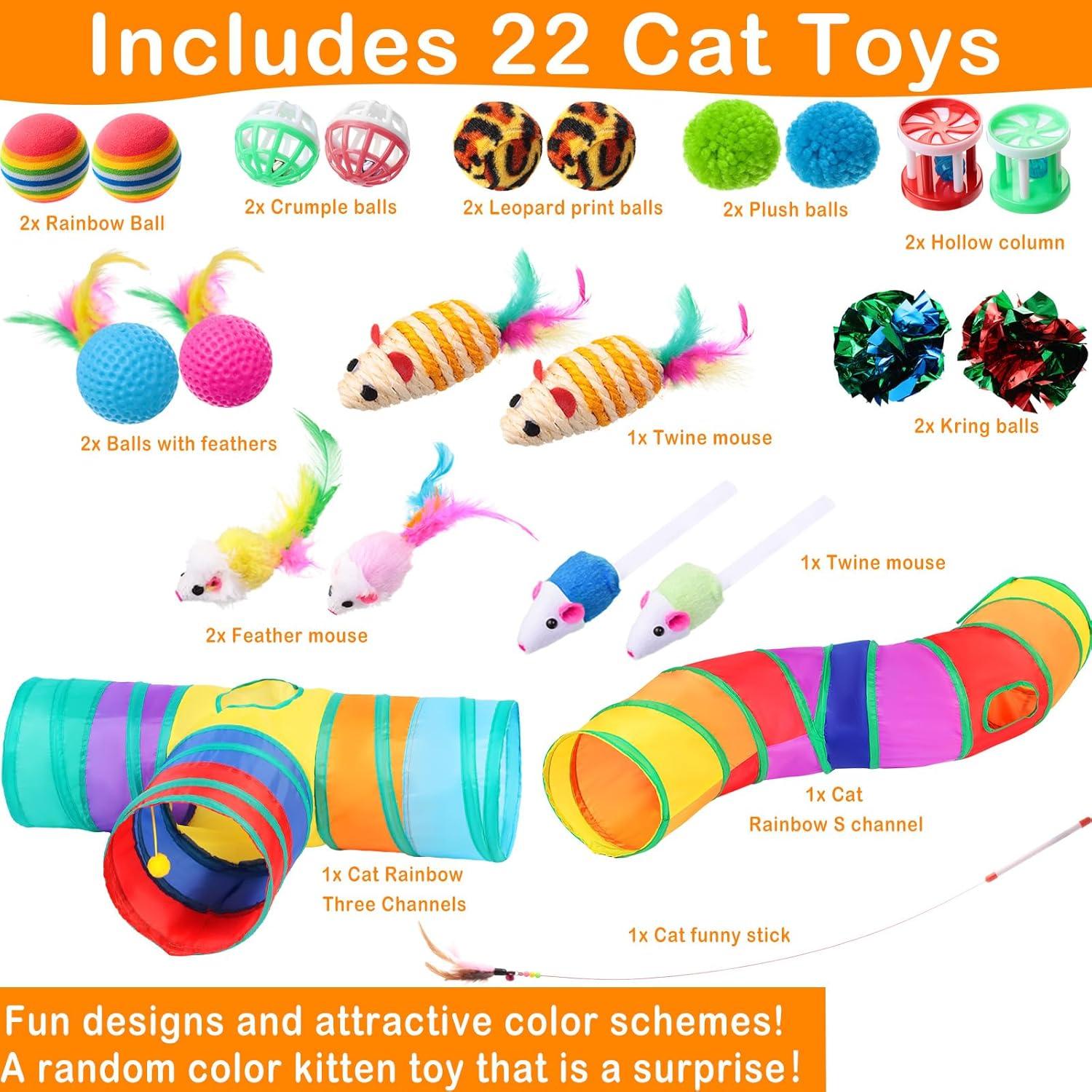 Conjunto de Juguetes para Gatos Wettarn 22 Piezas Colorido