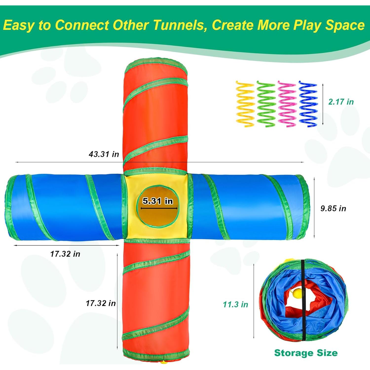 Túnel para Gatos ZeyZoo 4 Vías con 12 Resortes Interactivos