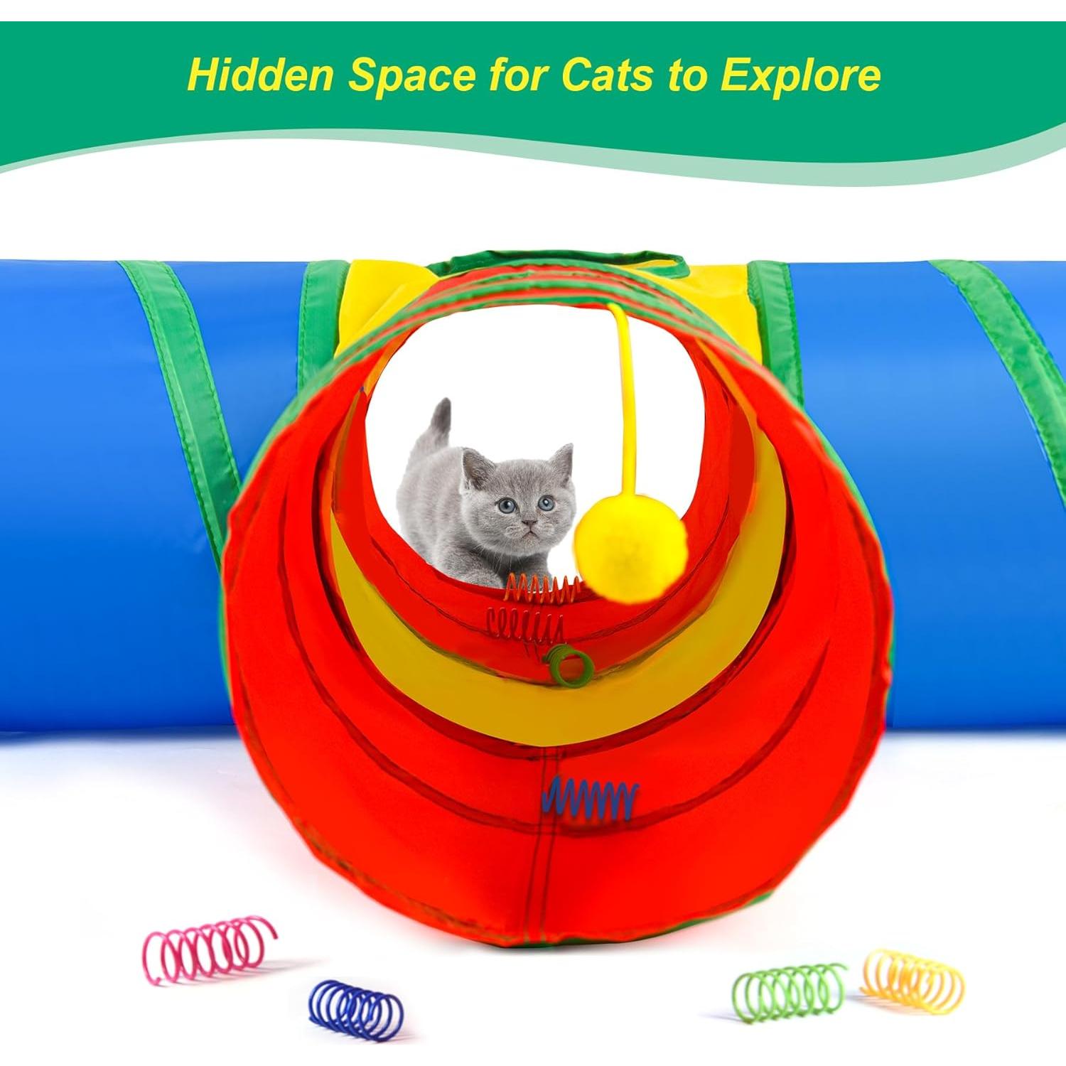 Túnel para Gatos ZeyZoo 4 Vías con 12 Resortes Interactivos