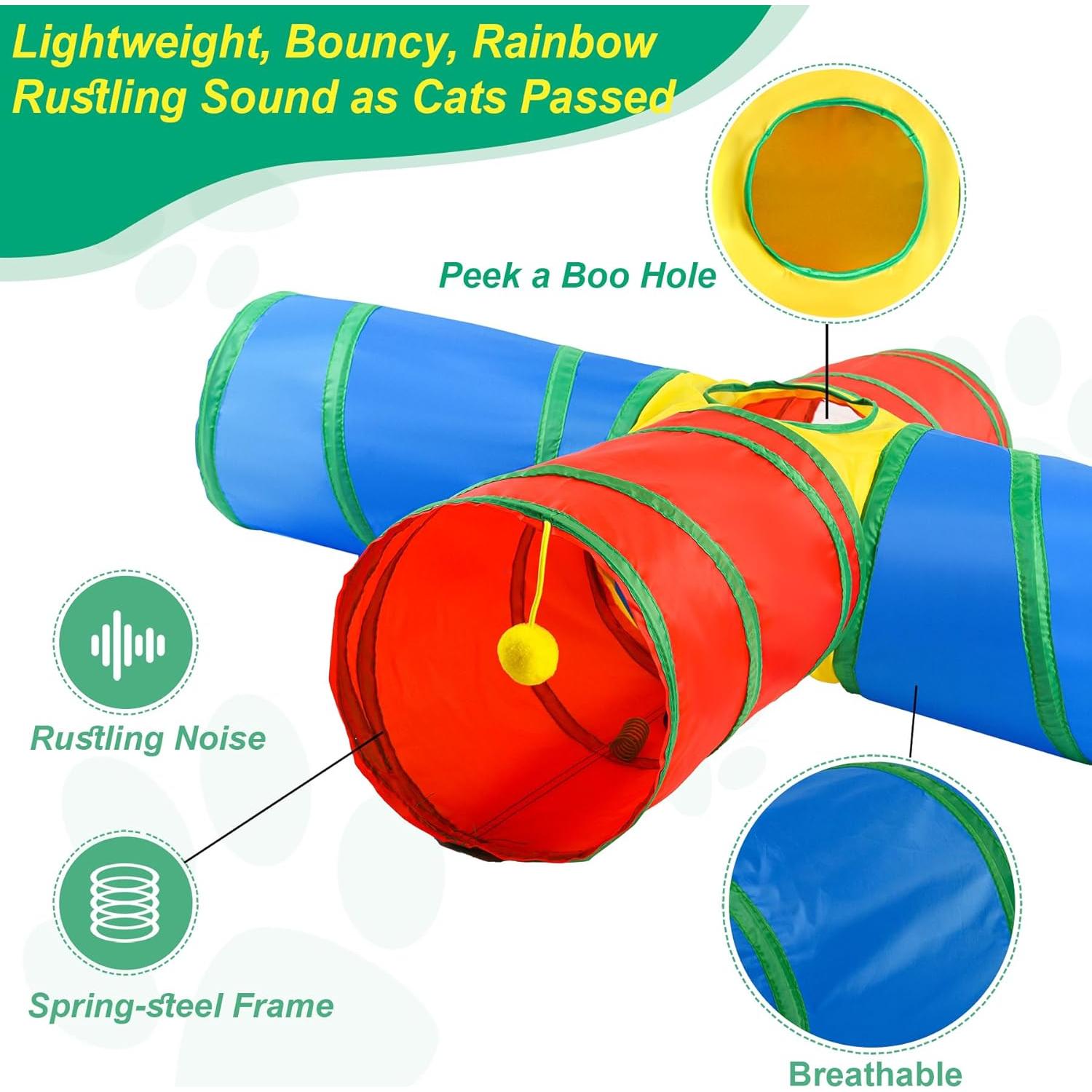 Túnel para Gatos ZeyZoo 4 Vías con 12 Resortes Interactivos