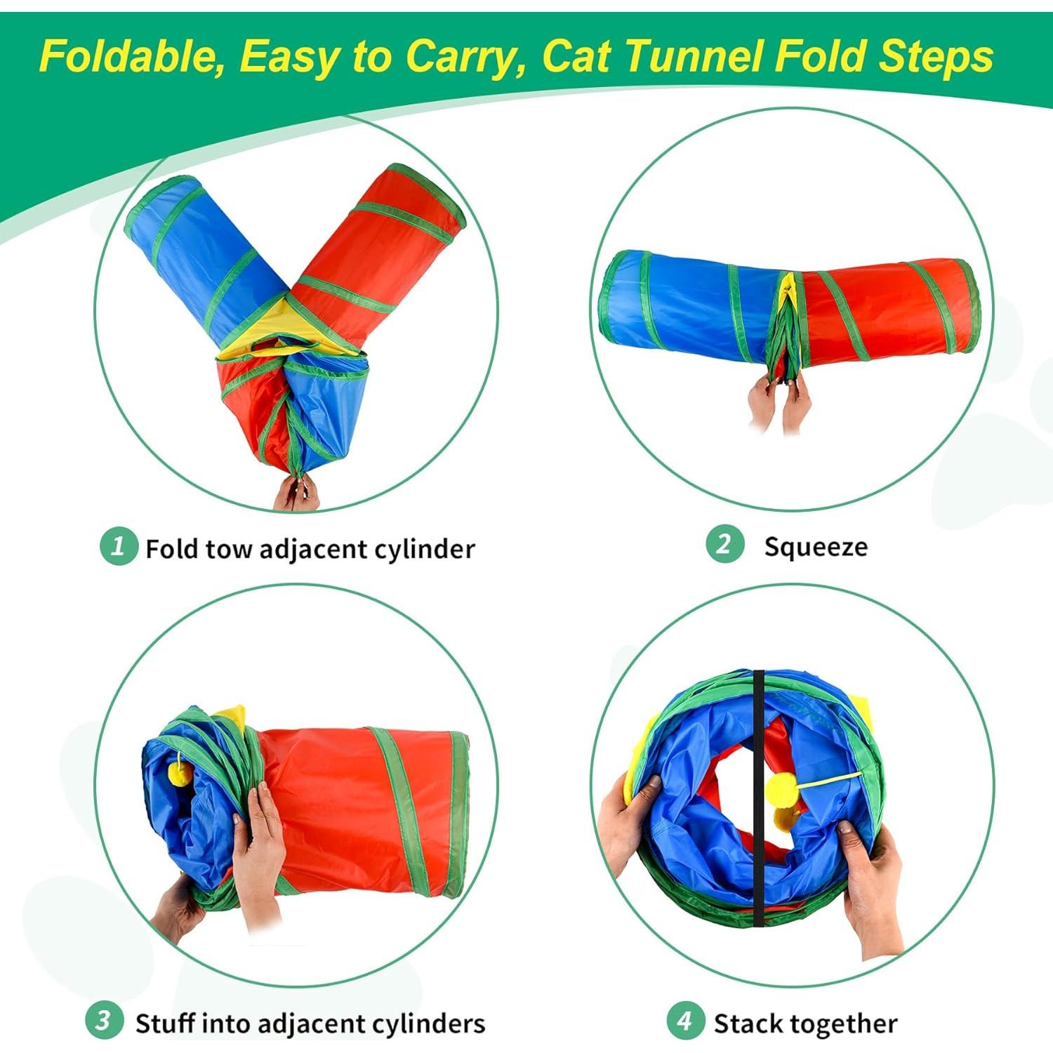 Túnel para Gatos ZeyZoo 4 Vías con 12 Resortes Interactivos