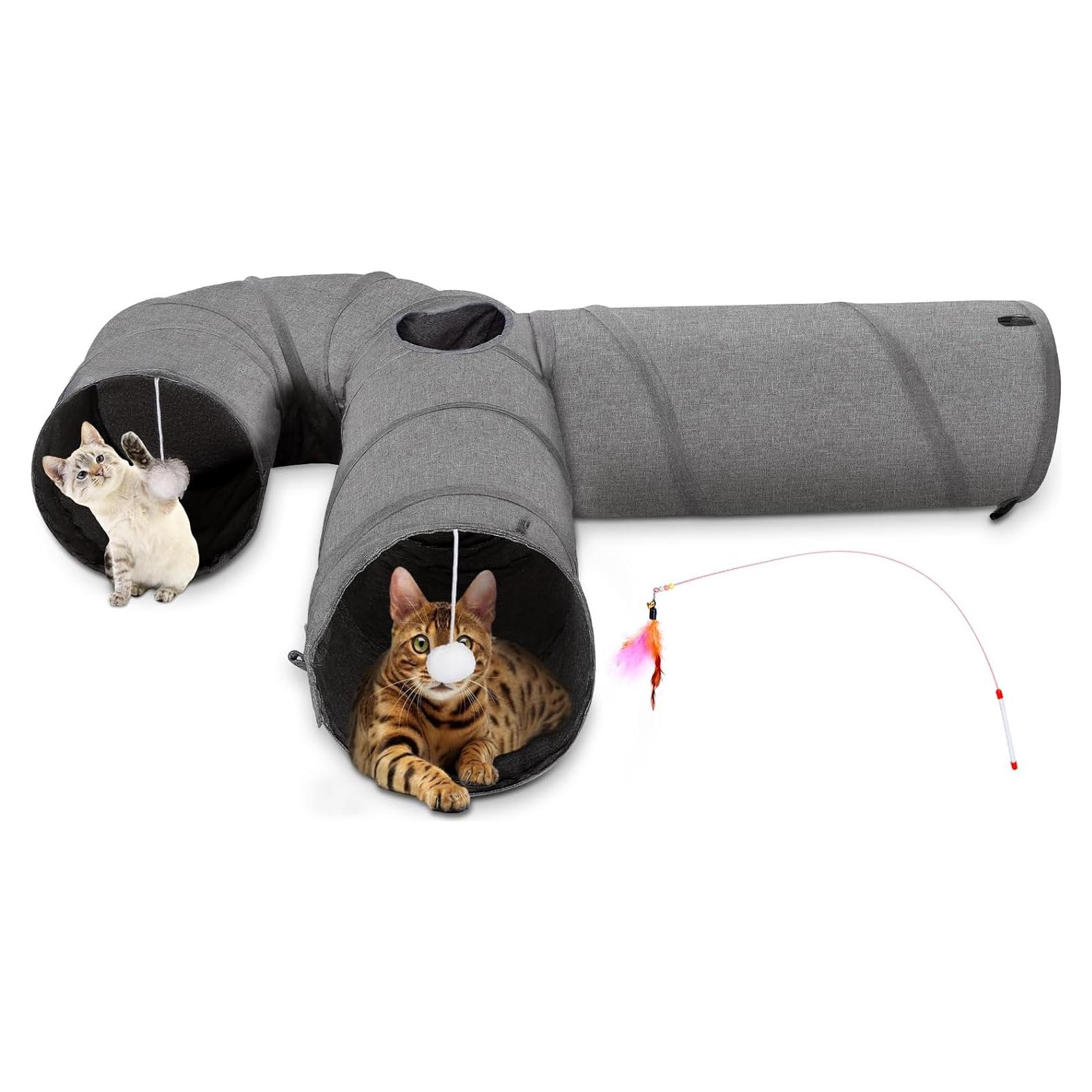 Túnel para Gatos Ownpets 3 Vías Colapsable 119 cm Gris