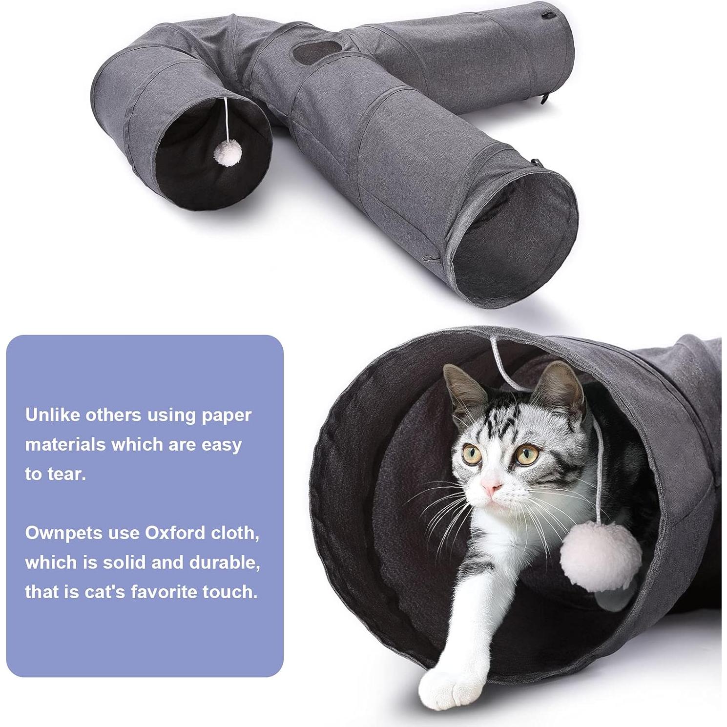 Túnel para Gatos Ownpets 3 Vías Colapsable 119 cm Gris