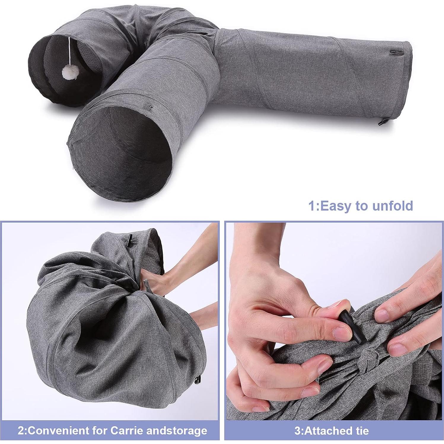 Túnel para Gatos Ownpets 3 Vías Colapsable 119 cm Gris