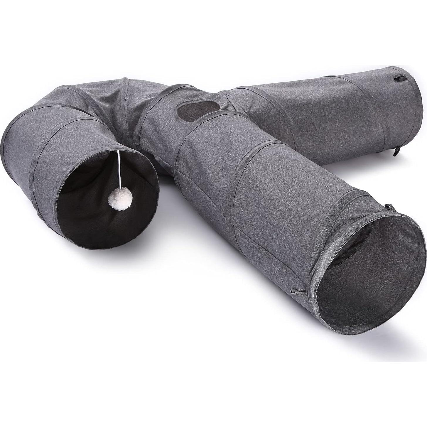 Túnel para Gatos Ownpets 3 Vías Colapsable 119 cm Gris