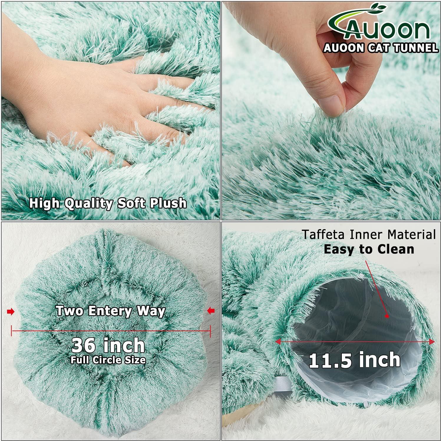 Cama Túnel para Gatos AUOON con Cojín Circular Suave 91 cm