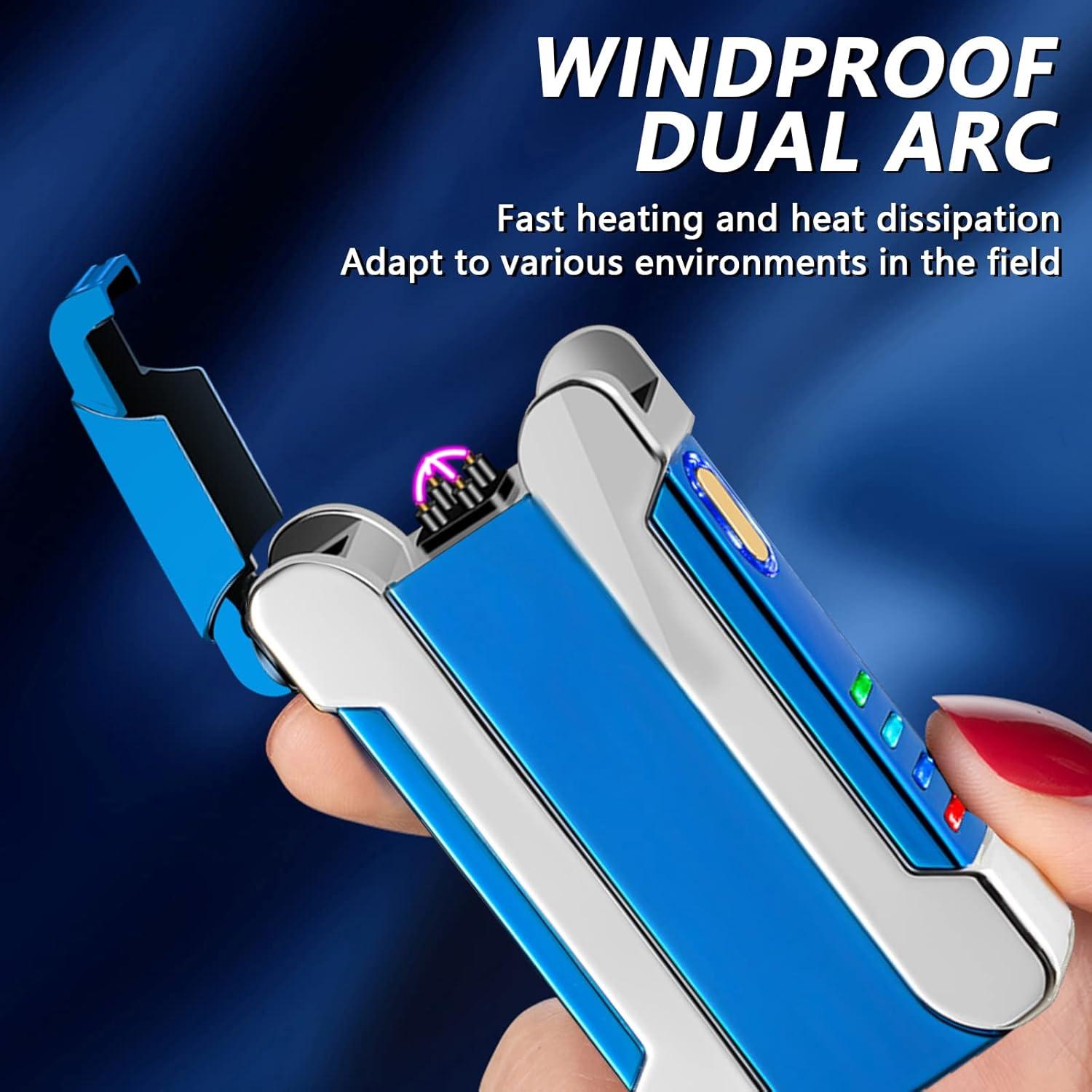 Encendedor Eléctrico Recargable USB BABOBIU Azul con Luz Proyectora