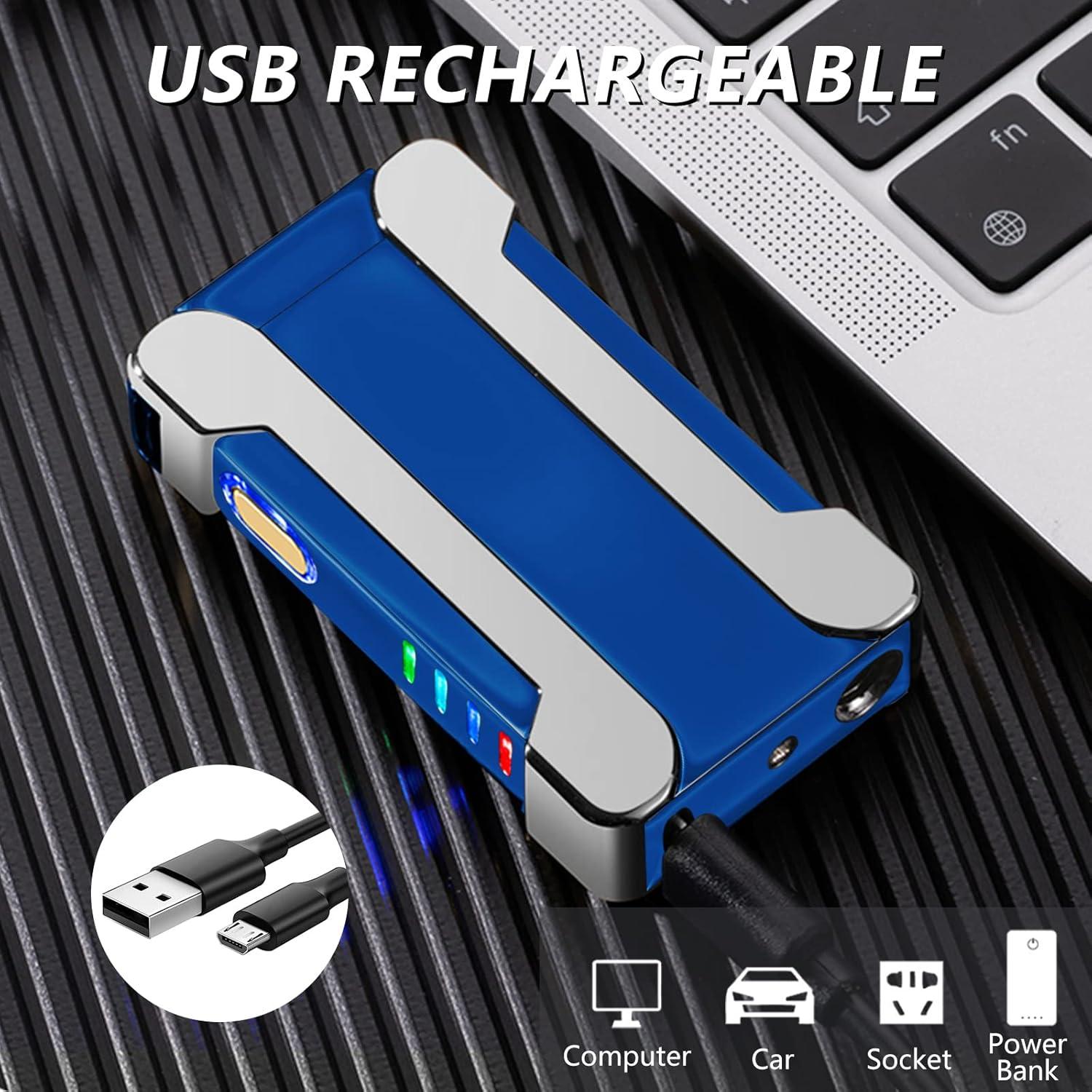 Encendedor Eléctrico Recargable USB BABOBIU Azul con Luz Proyectora