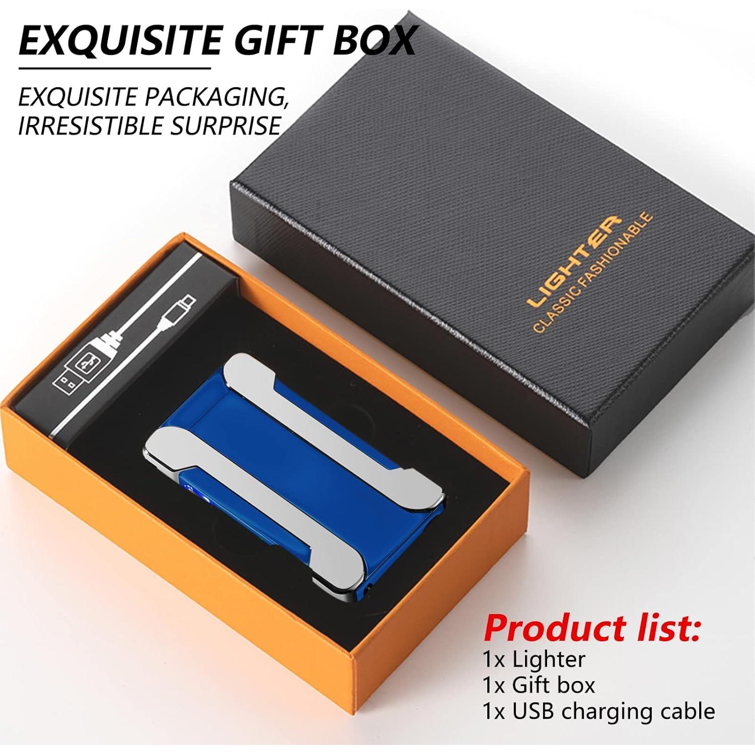 Encendedor Eléctrico Recargable USB BABOBIU Azul con Luz Proyectora