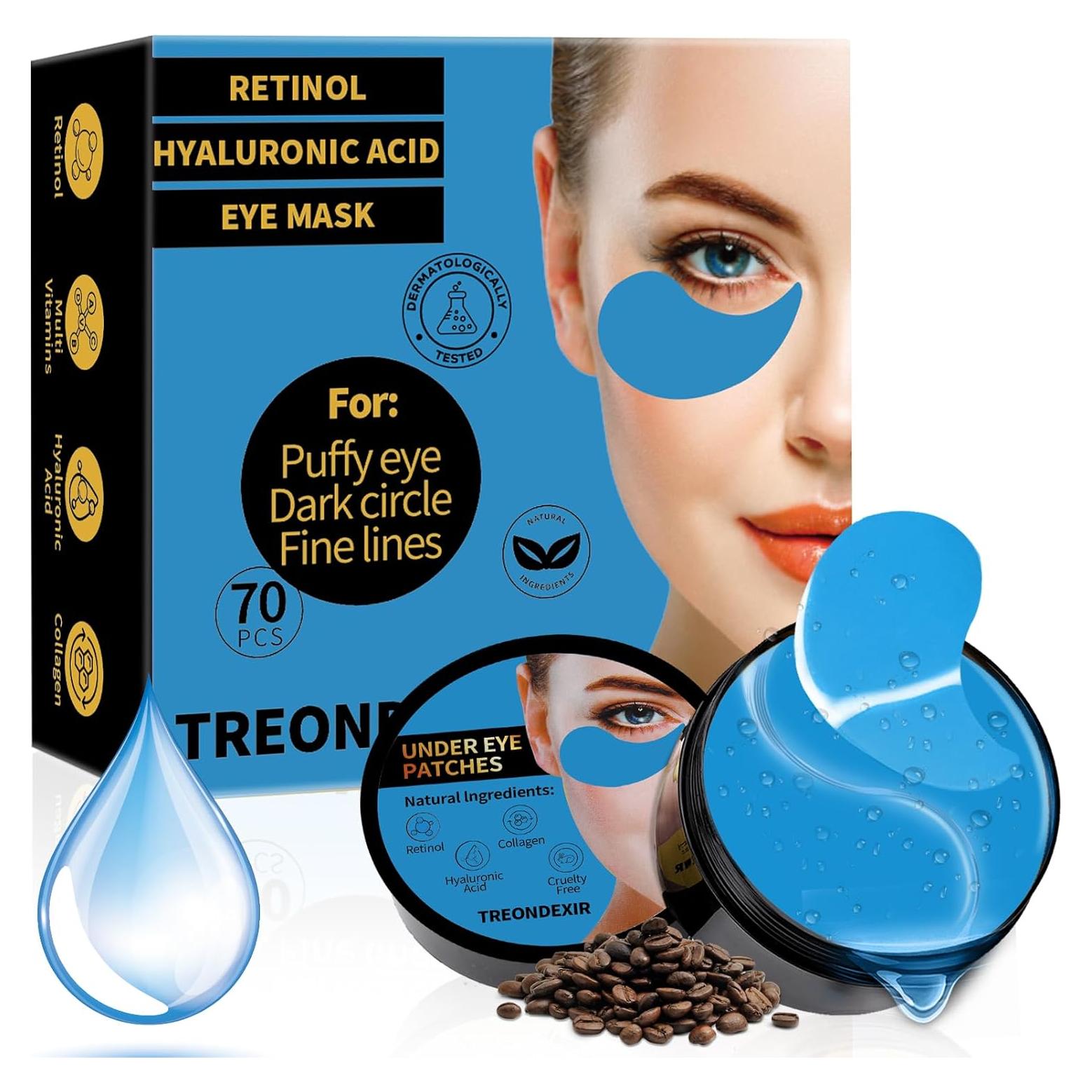 Mascarillas para Ojos Treondexir 70PCS con Colágeno y Retinol
