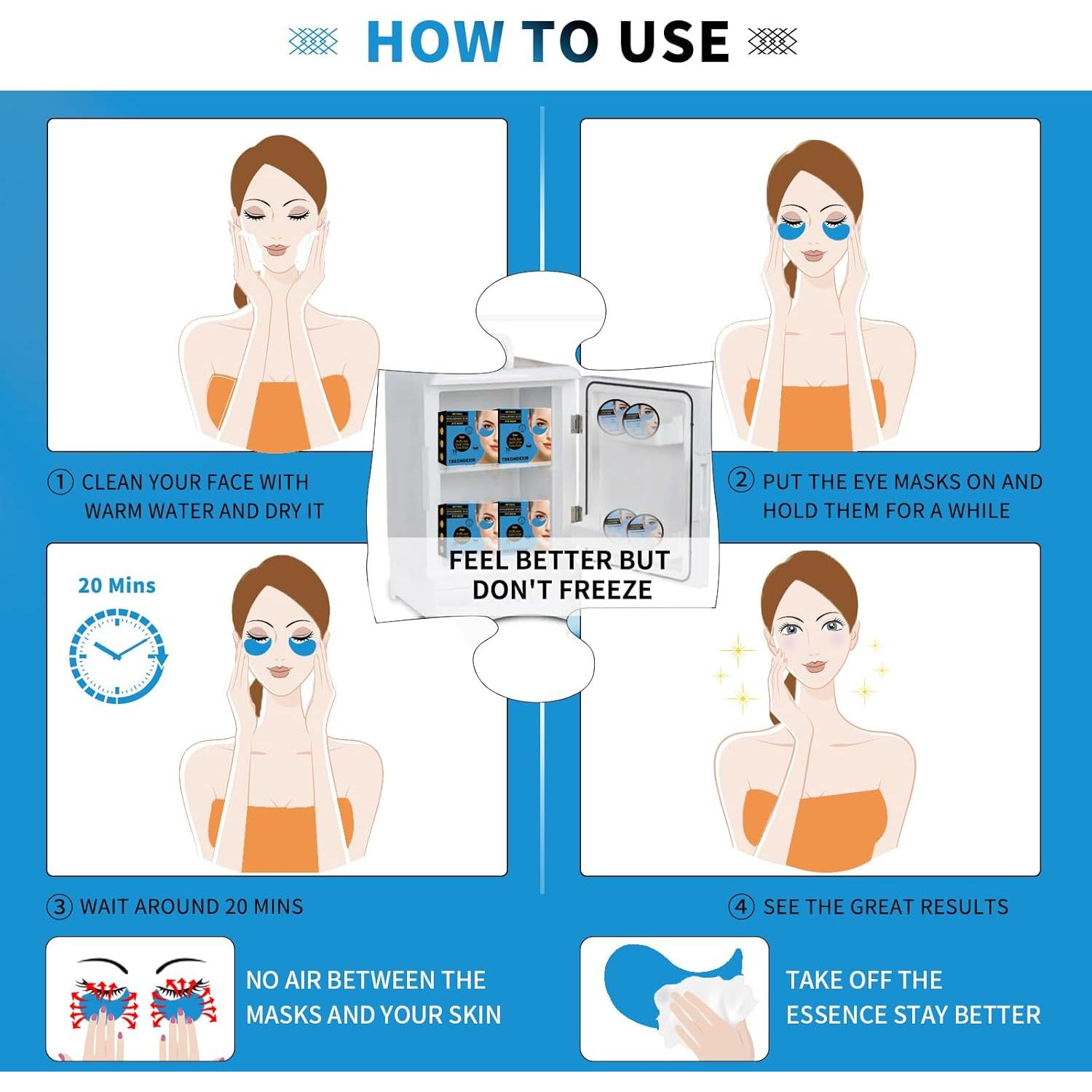 Mascarillas para Ojos Treondexir 70PCS con Colágeno y Retinol