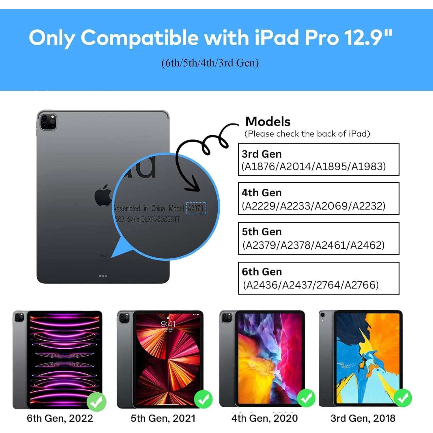 Funda Teclado Inalámbrico OYOSUOGG para iPad Pro 12.9" RGB