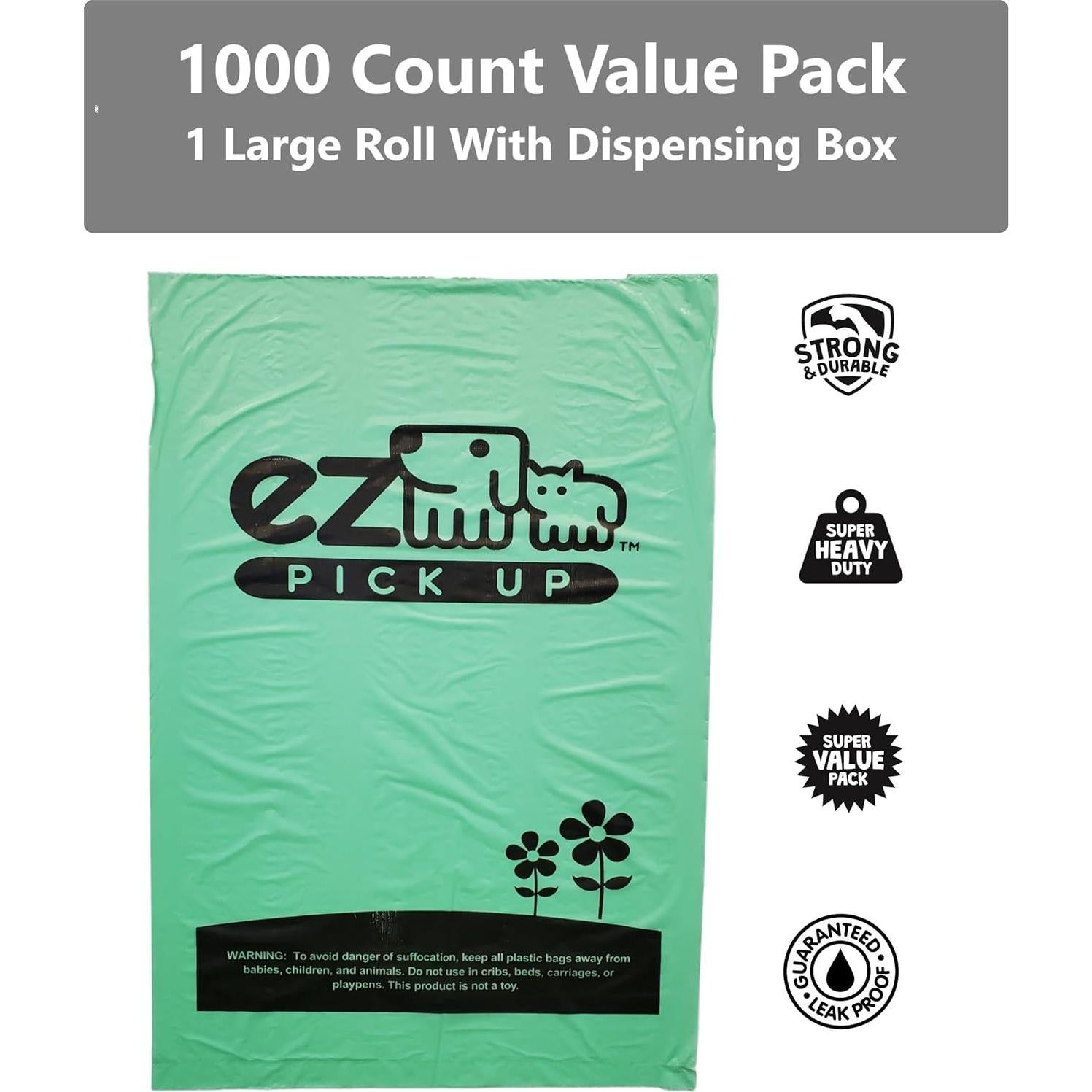 Bolsas de Desechos de Mascotas EZ PICK UP 1000 Unidades Verde
