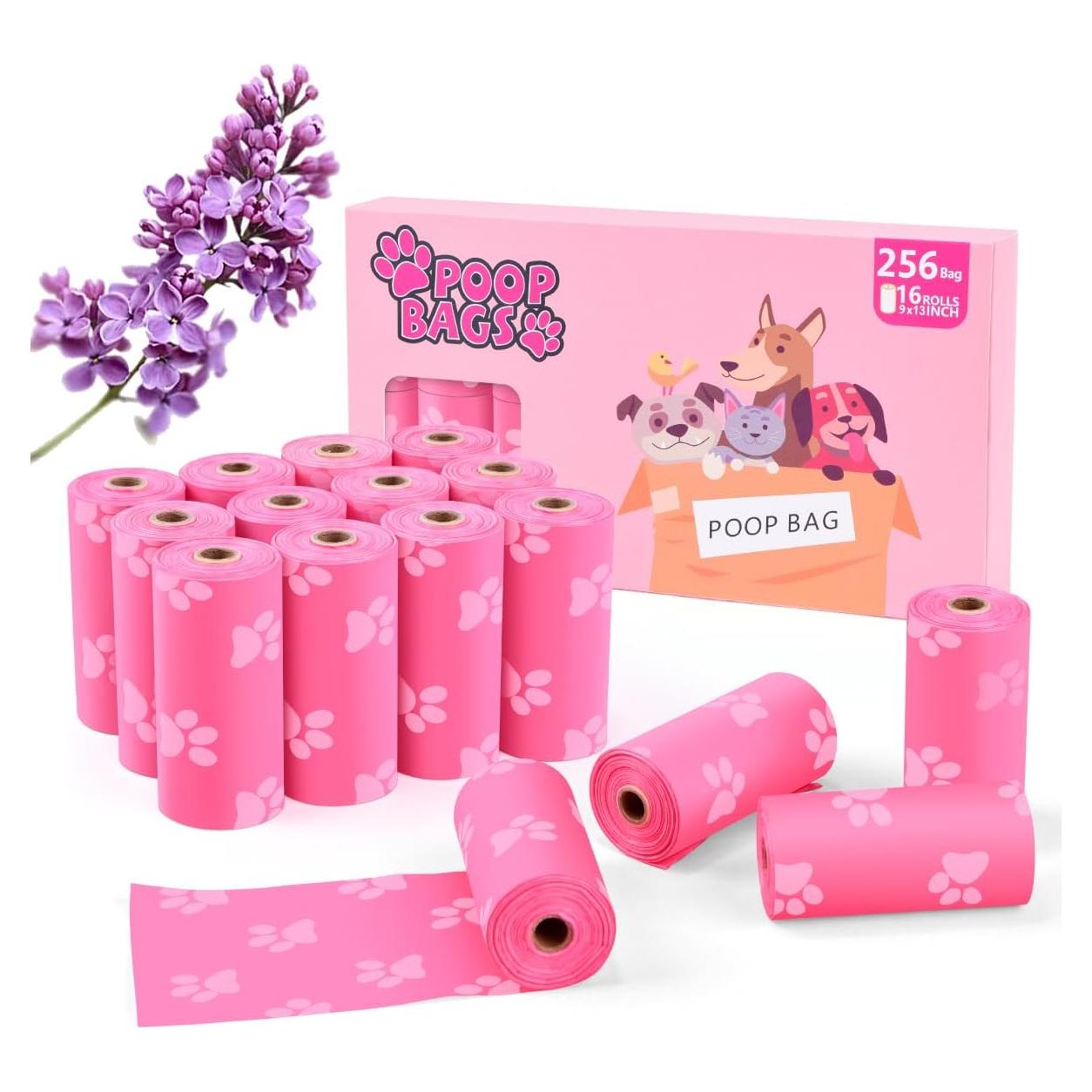 Bolsas para Excremento de Perro LIAYLILI 256 Unidades Rosa Aroma Lavanda