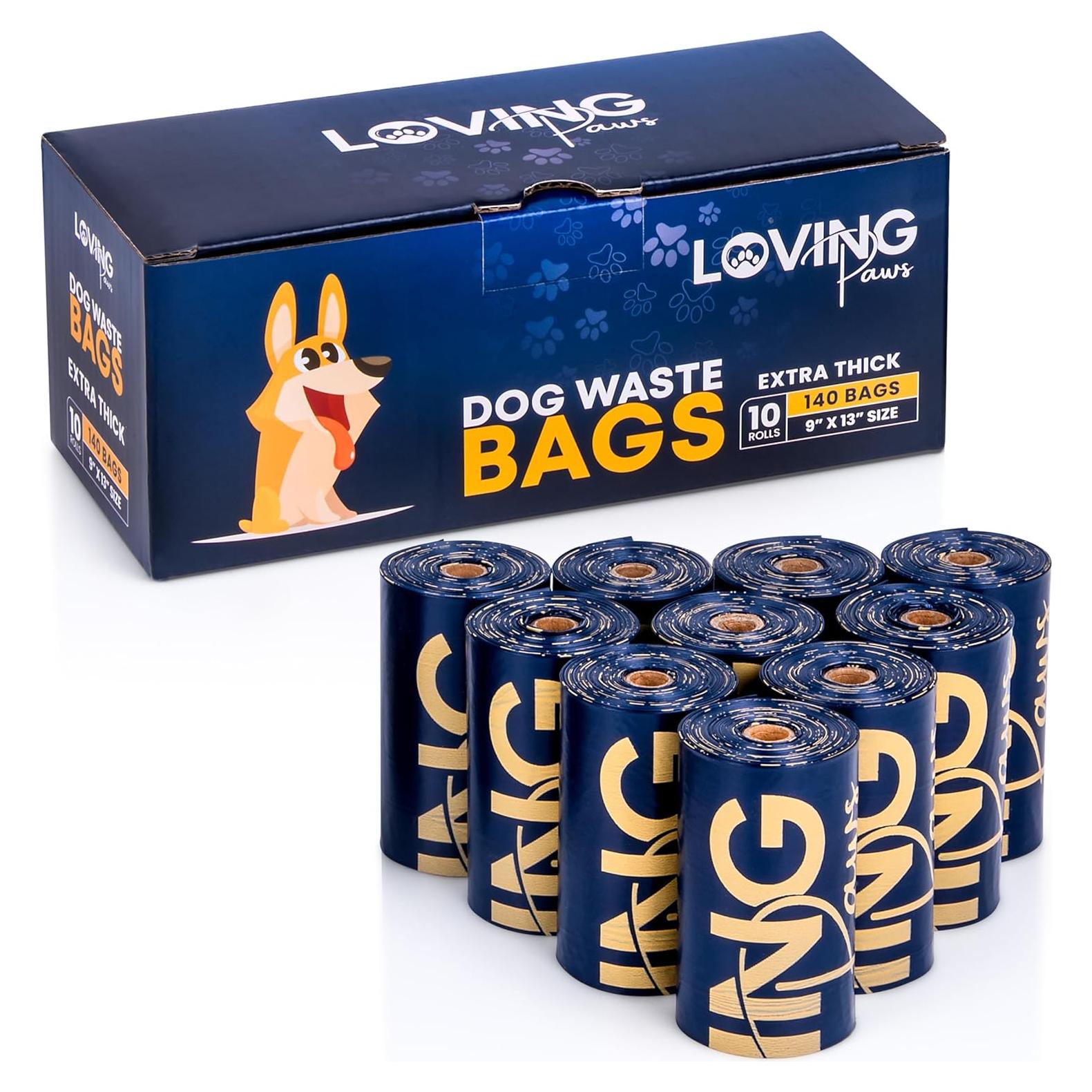 Bolsas para Excremento LOVING Paws - 140 Extra Gruesas y Resistentes
