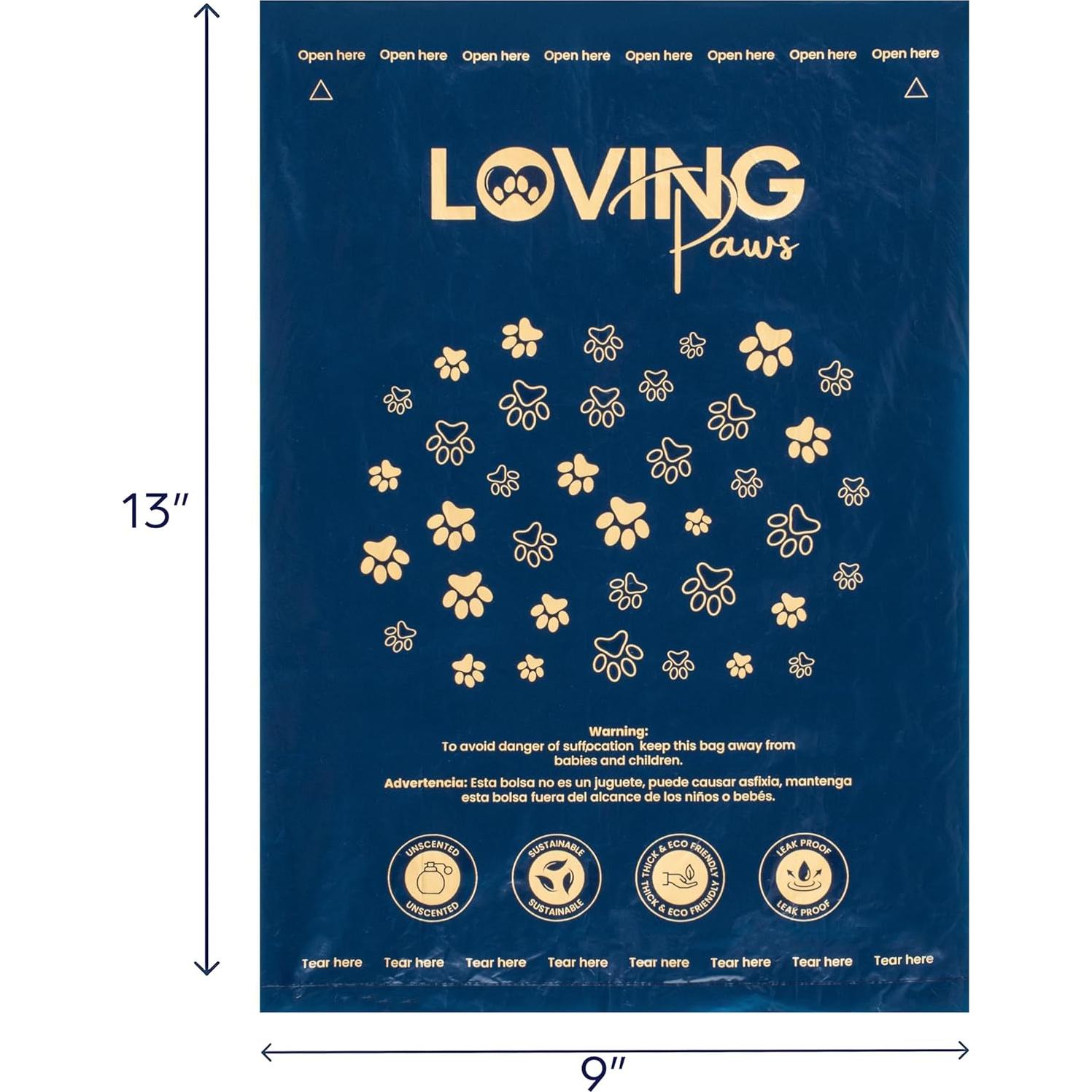 Bolsas para Excremento LOVING Paws - 140 Extra Gruesas y Resistentes
