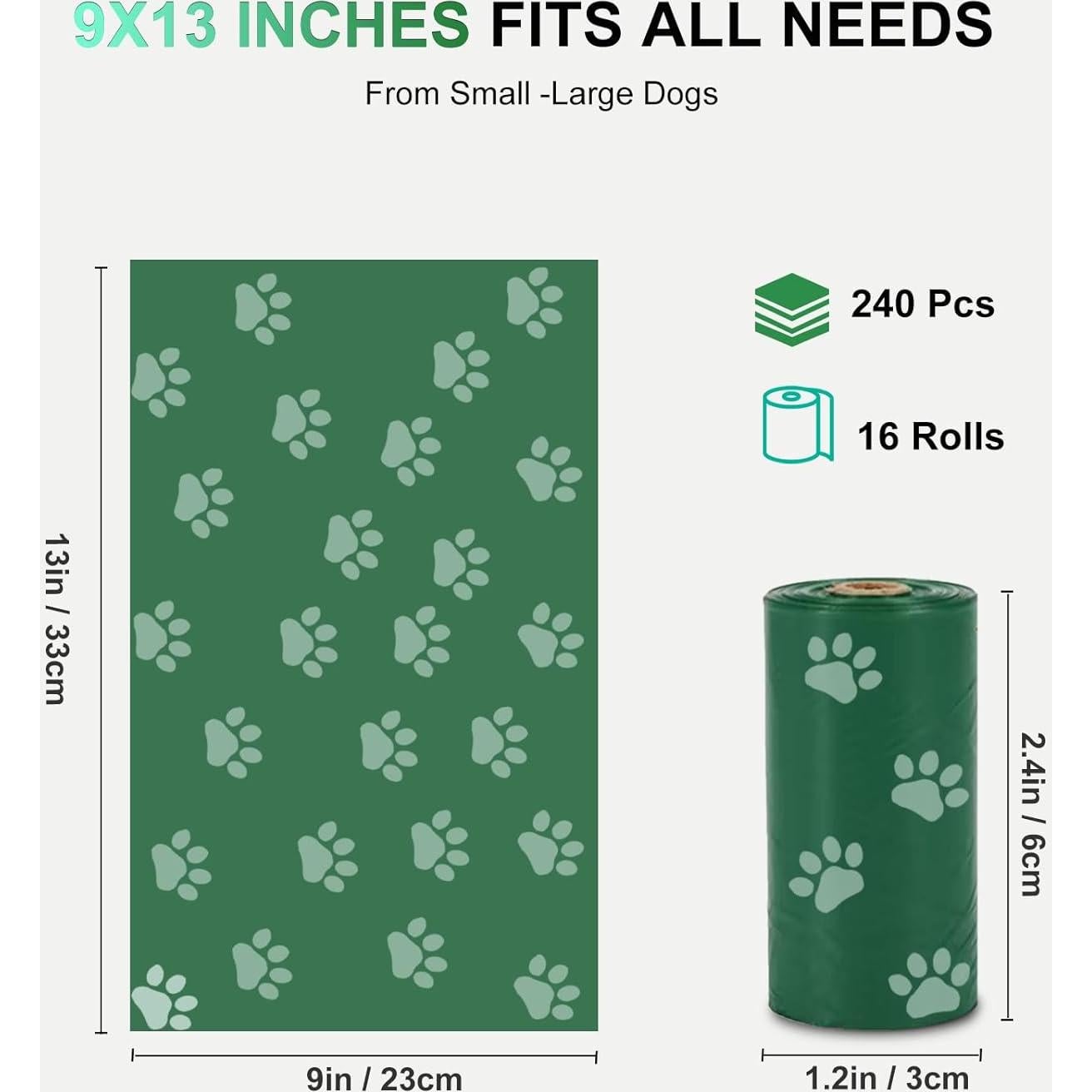 240 Bolsas para Excremento de Perro Tubasion 9x13 cm Aromatizadas