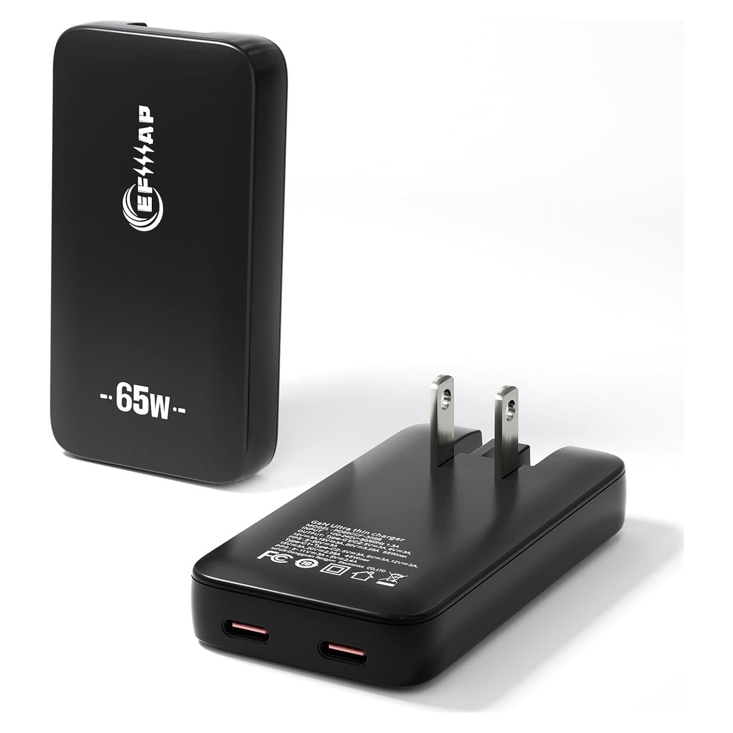 Cargador de pared USB-C 65W EFIIIAP 2 puertos carga rápida