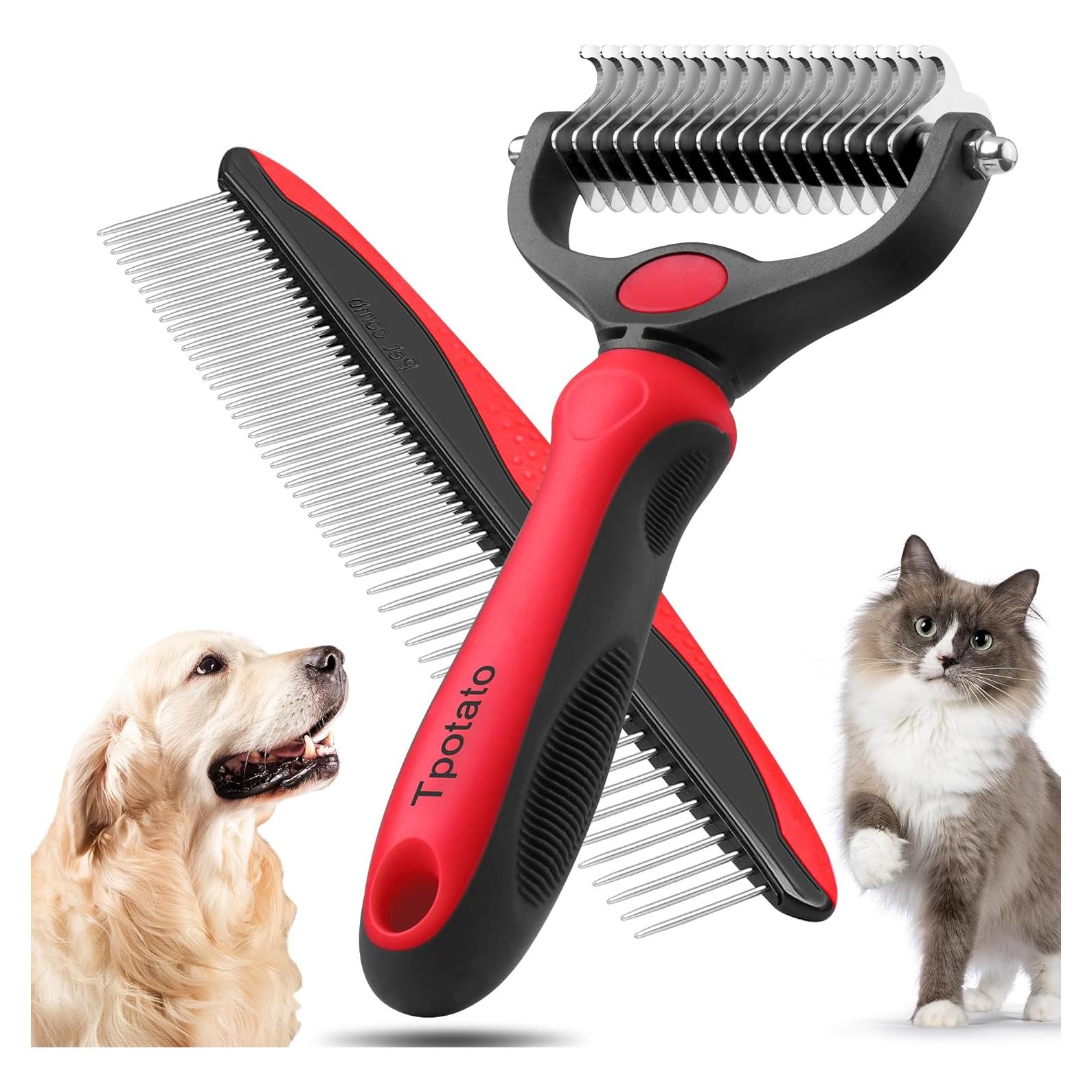 Cepillo Deshedding Tpotato para Perros y Gatos de Pelo Largo