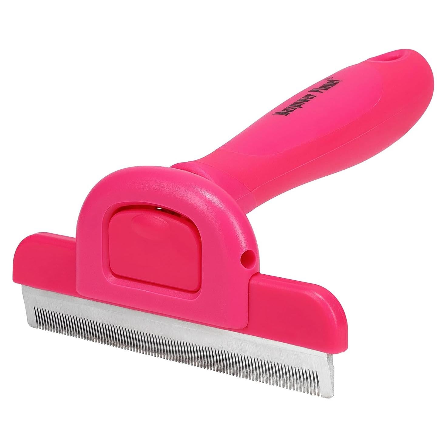 Cepillo Deshedding Maxpower Planet para Perros y Gatos Rosa - Reduce Caída de Pelo 95%