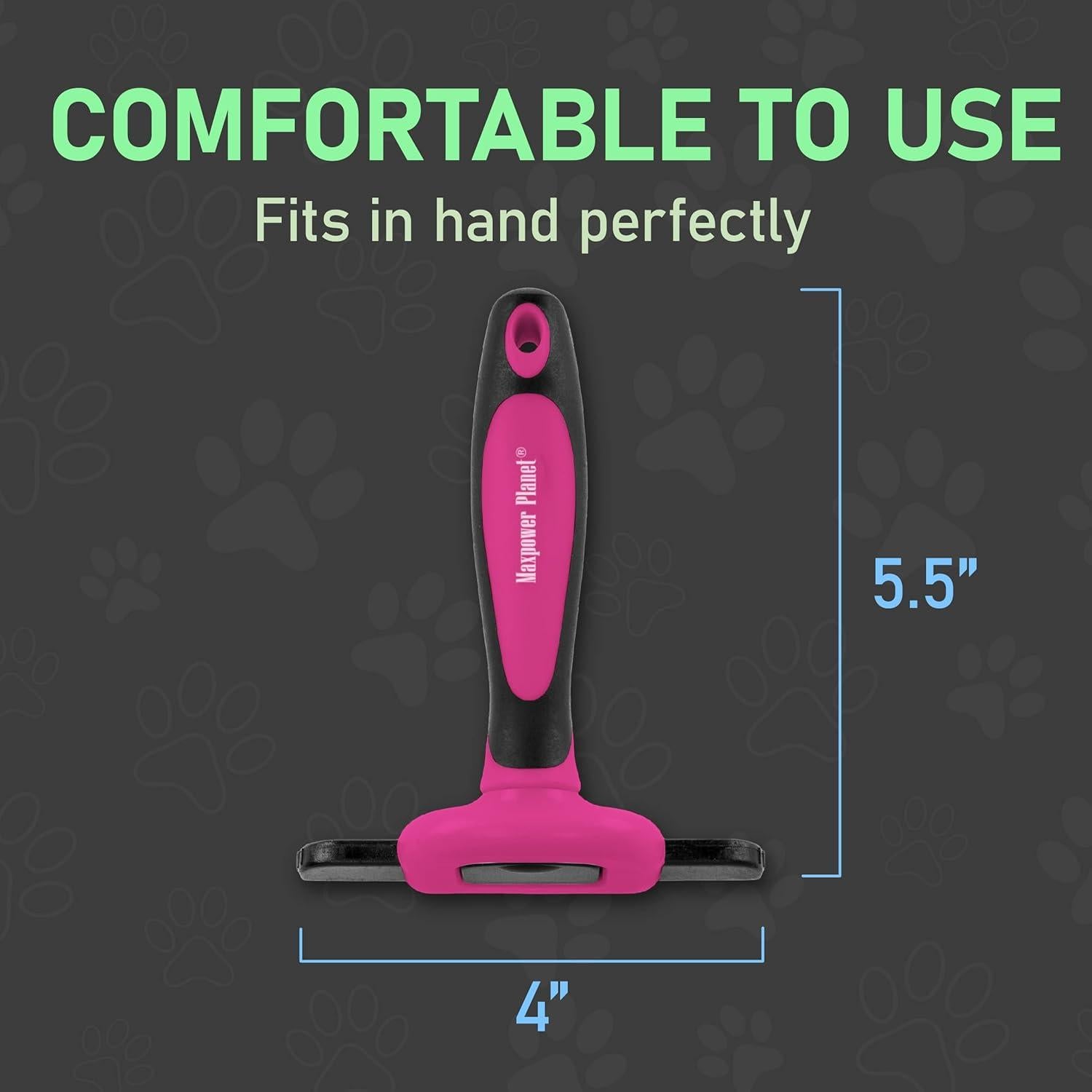 Cepillo Deshedding Maxpower Planet para Perros y Gatos Rosa - Reduce Caída de Pelo 95%