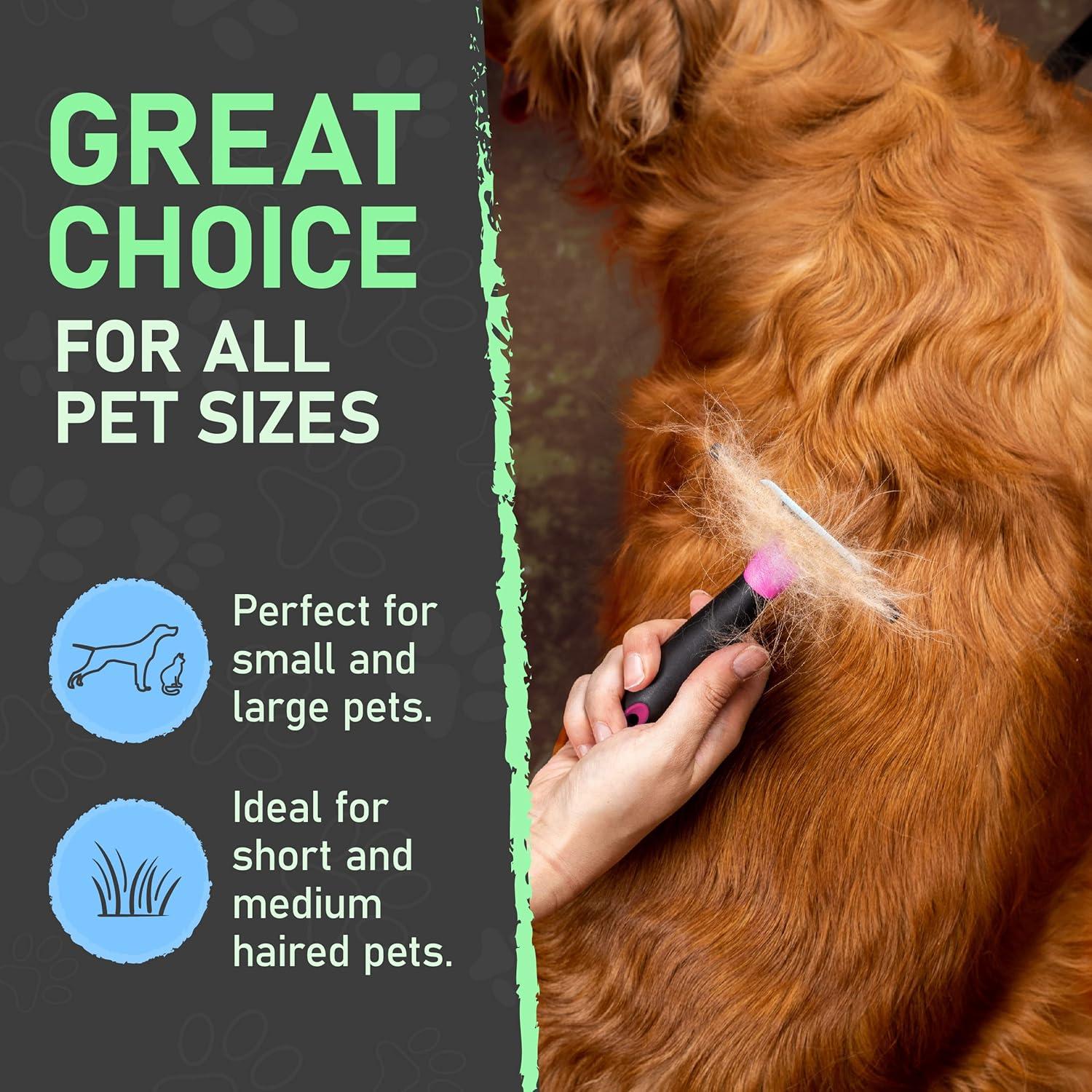 Cepillo Deshedding Maxpower Planet para Perros y Gatos Rosa - Reduce Caída de Pelo 95%