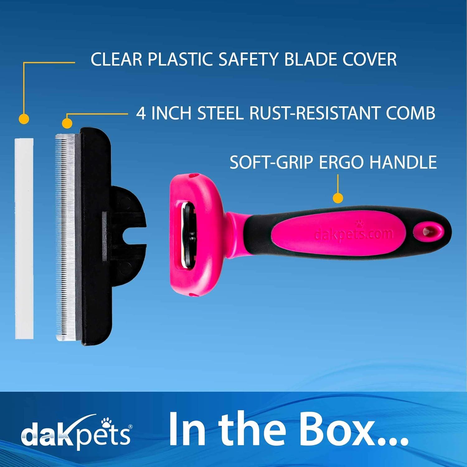 Cepillo Deshedding DakPets para Gatos y Perros - Rosa, 10.16 cm