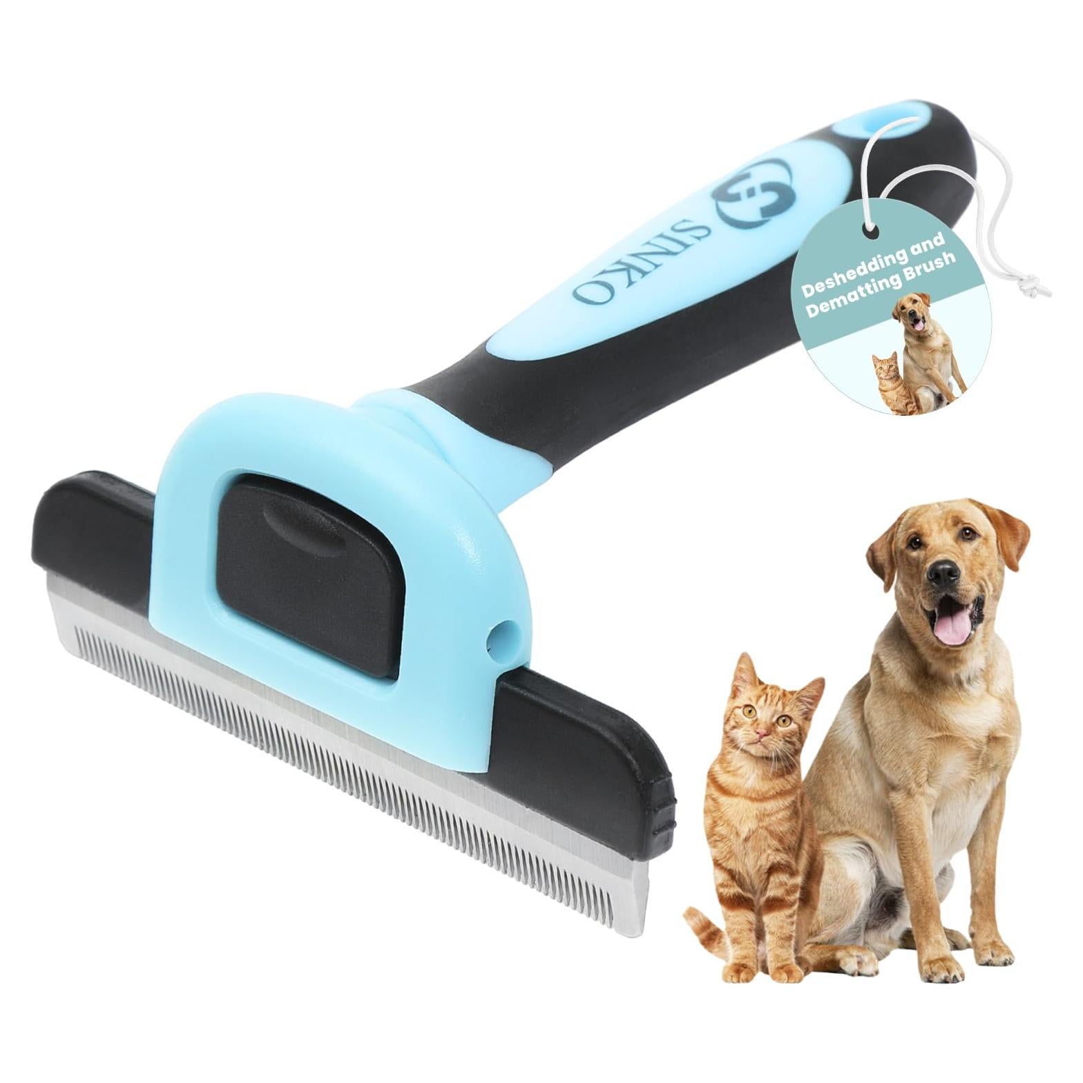 Sinko Deshedding Tool for Dogs & Cats, Pet Grooming Brush, Skin Friendly Deshedding Tool, Dog Brush for Shedding, Effectively Reduces Shedding by up to 95% for Short Medium Long Pet Hair (Blue)